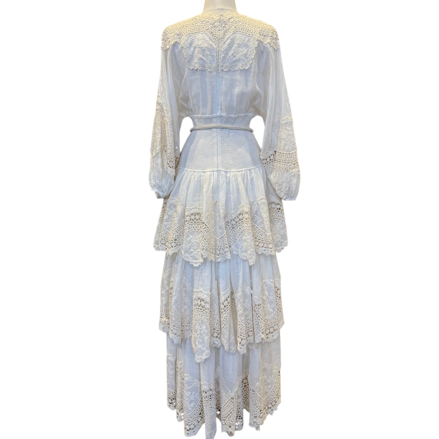 ZIMMERMANN Crochet Lace Ruffle Dress | Size S