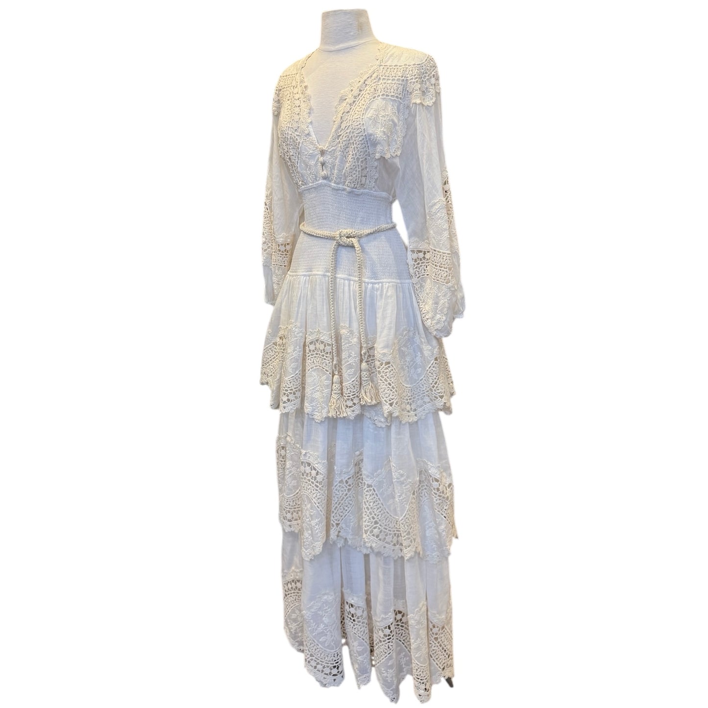 ZIMMERMANN Crochet Lace Ruffle Dress | Size S