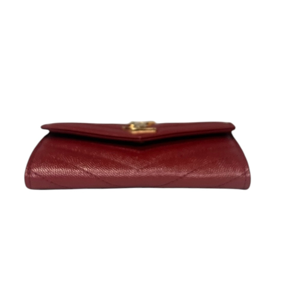 SAINT LAURENT Cassandre Matelasse Small Wallet in Grain De Poudre Leather | Opyum Red