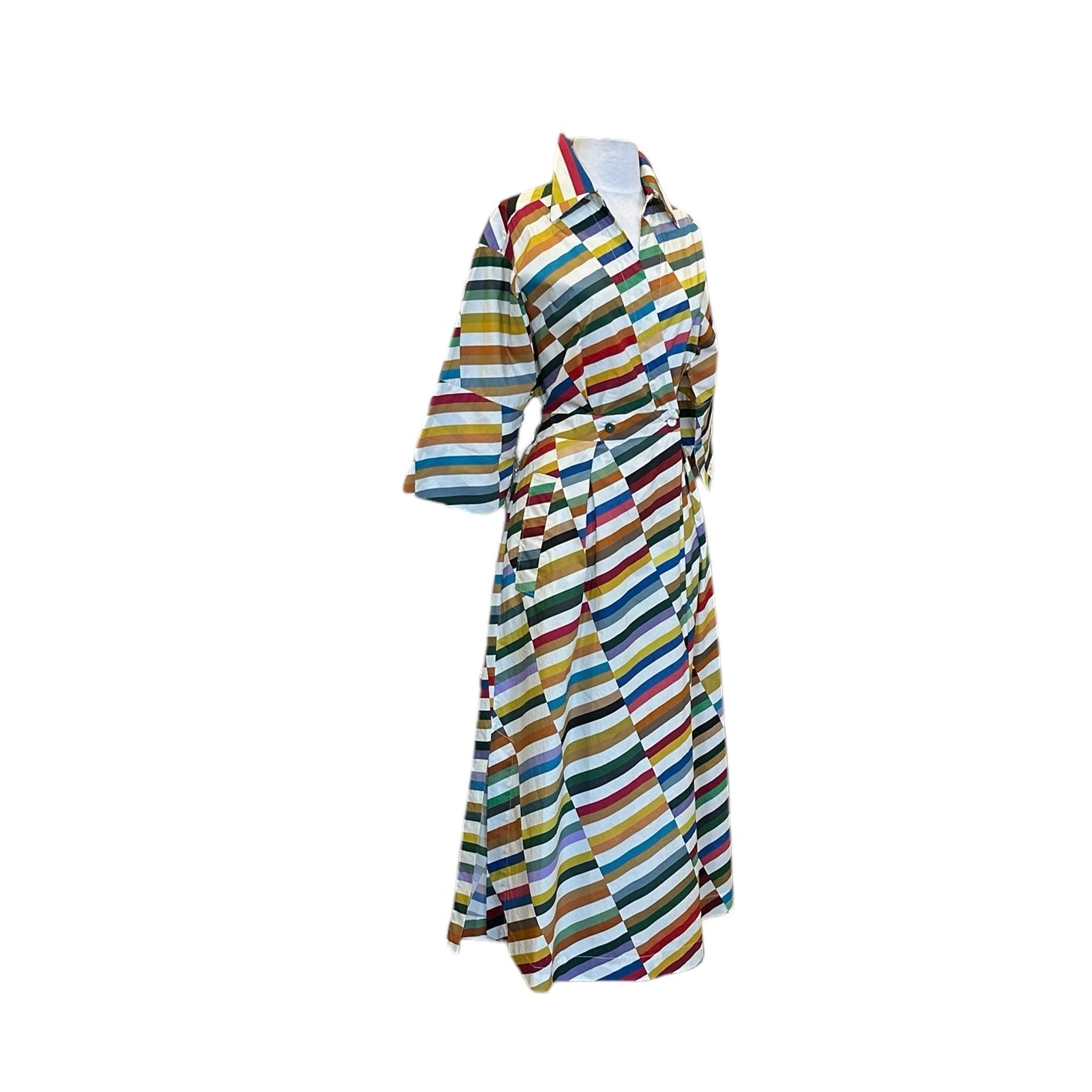 ODEEH Printed Stripe Dress | Size 38