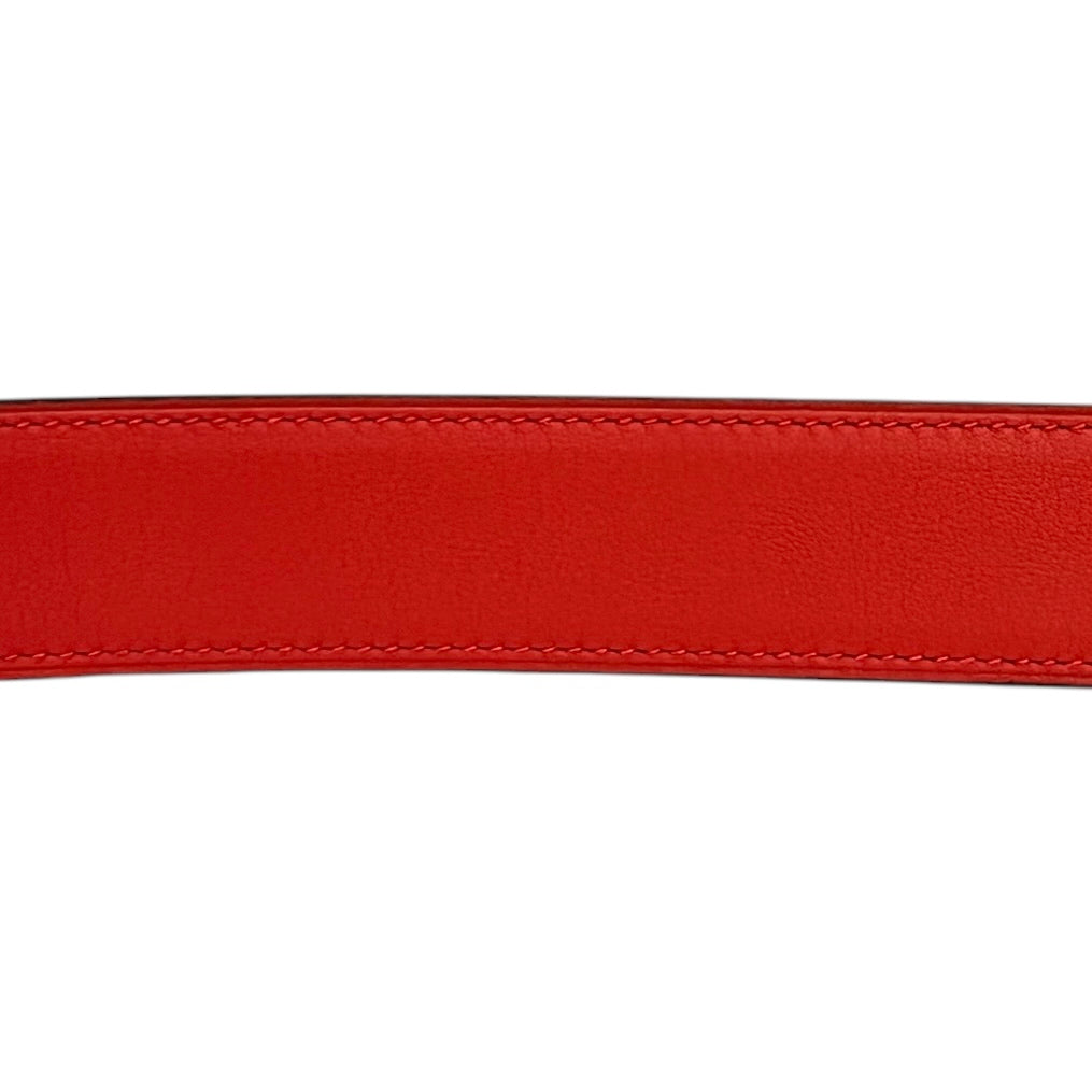 HERMES H Au Carre | 32mm 100cm Reversible Belt in Rouge Casaque & Rose Jaipur Belt in Epsom