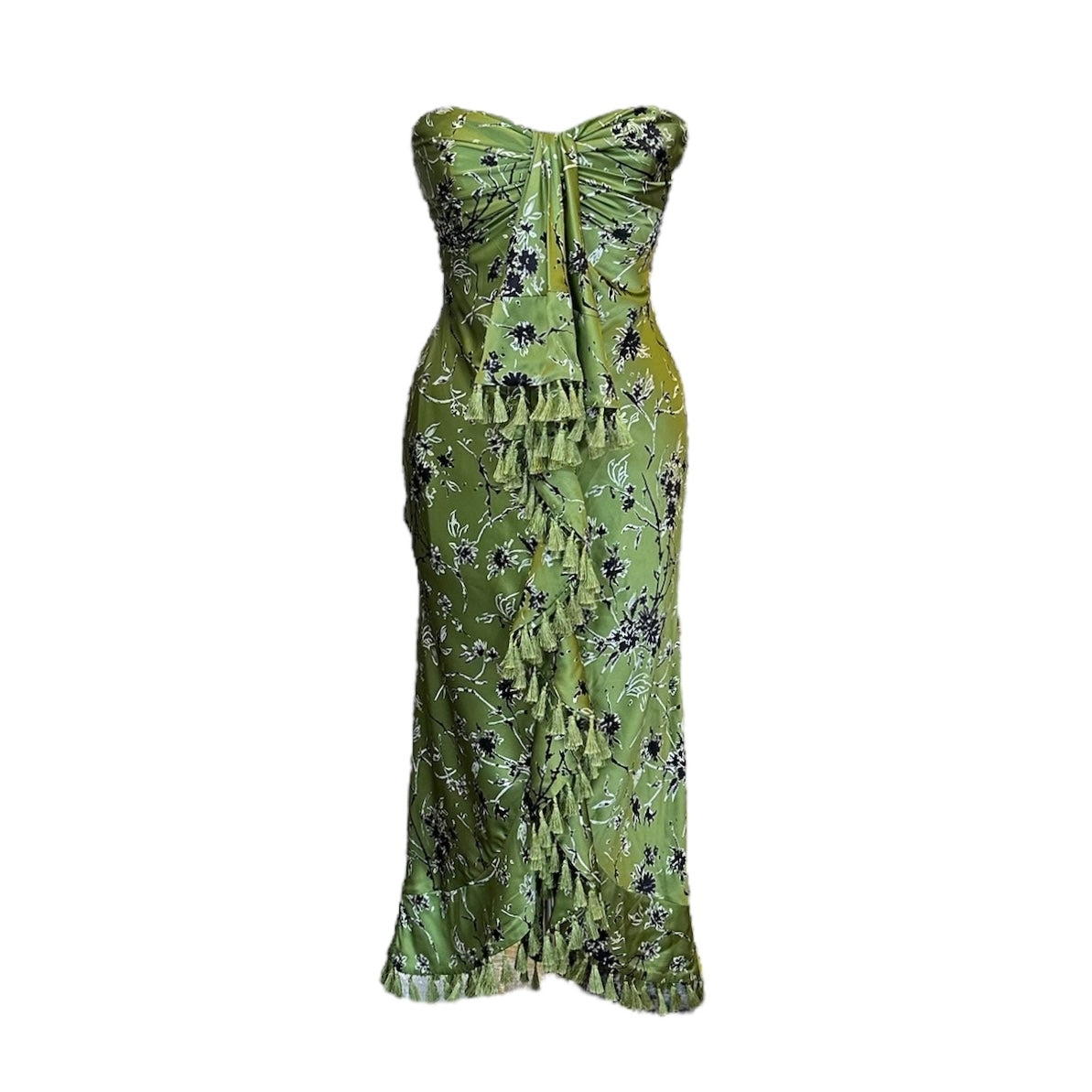 CINQ A SEPT Strapless Floral Midi Dress | Size 10