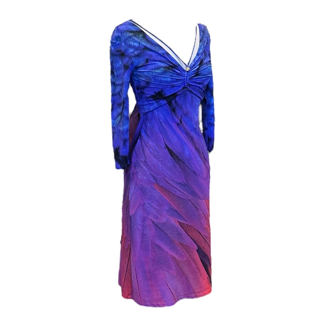 ROBERTO CAVALLI Feather Print Dress | Size 4