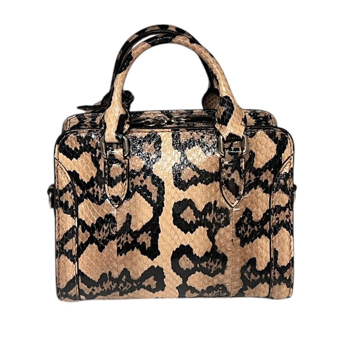 ALEXANDER MCQUEEN Python Mini Padlock Top Handle Crossbody