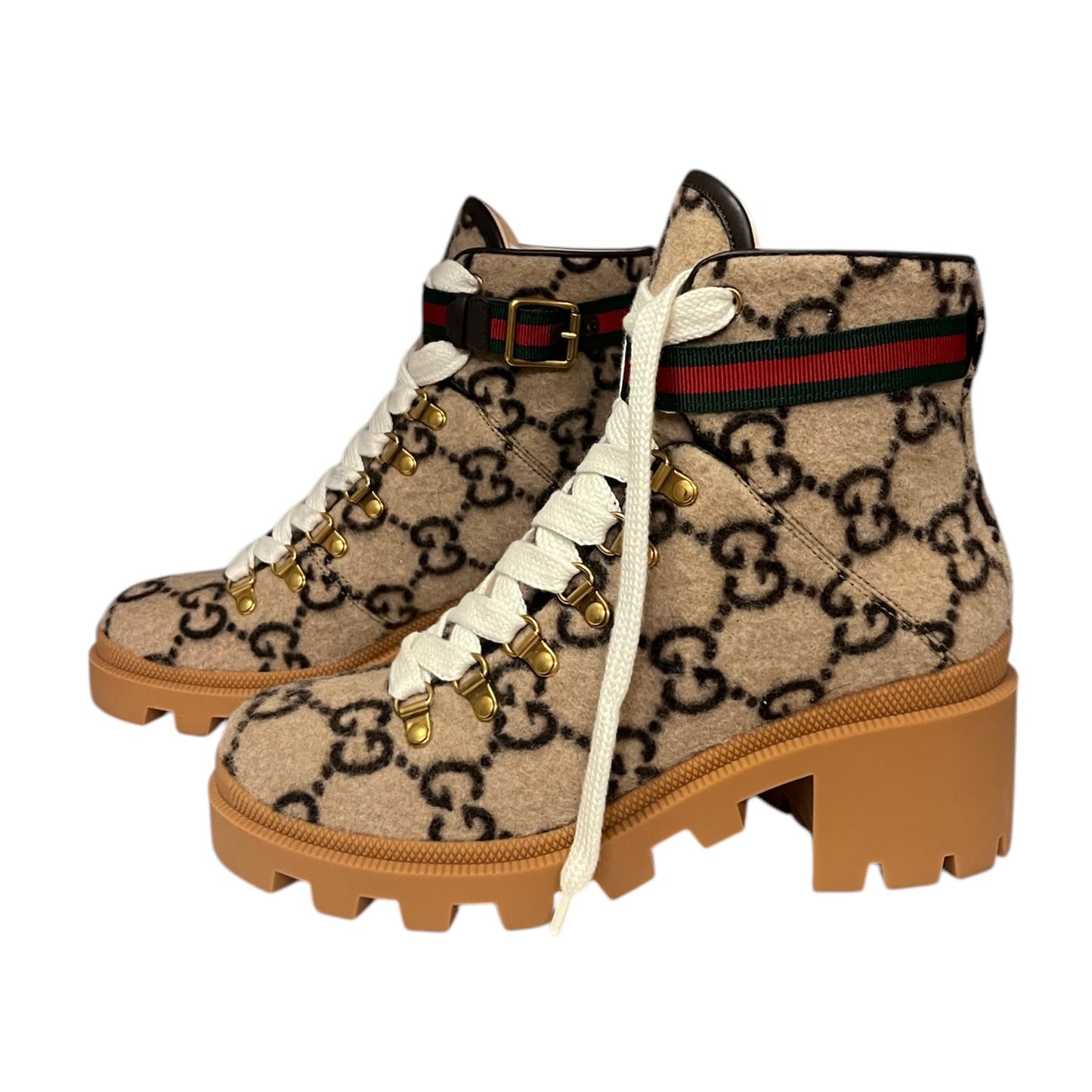 GUCCI GG Supreme Combat Boots + Wed Accent | Size 38