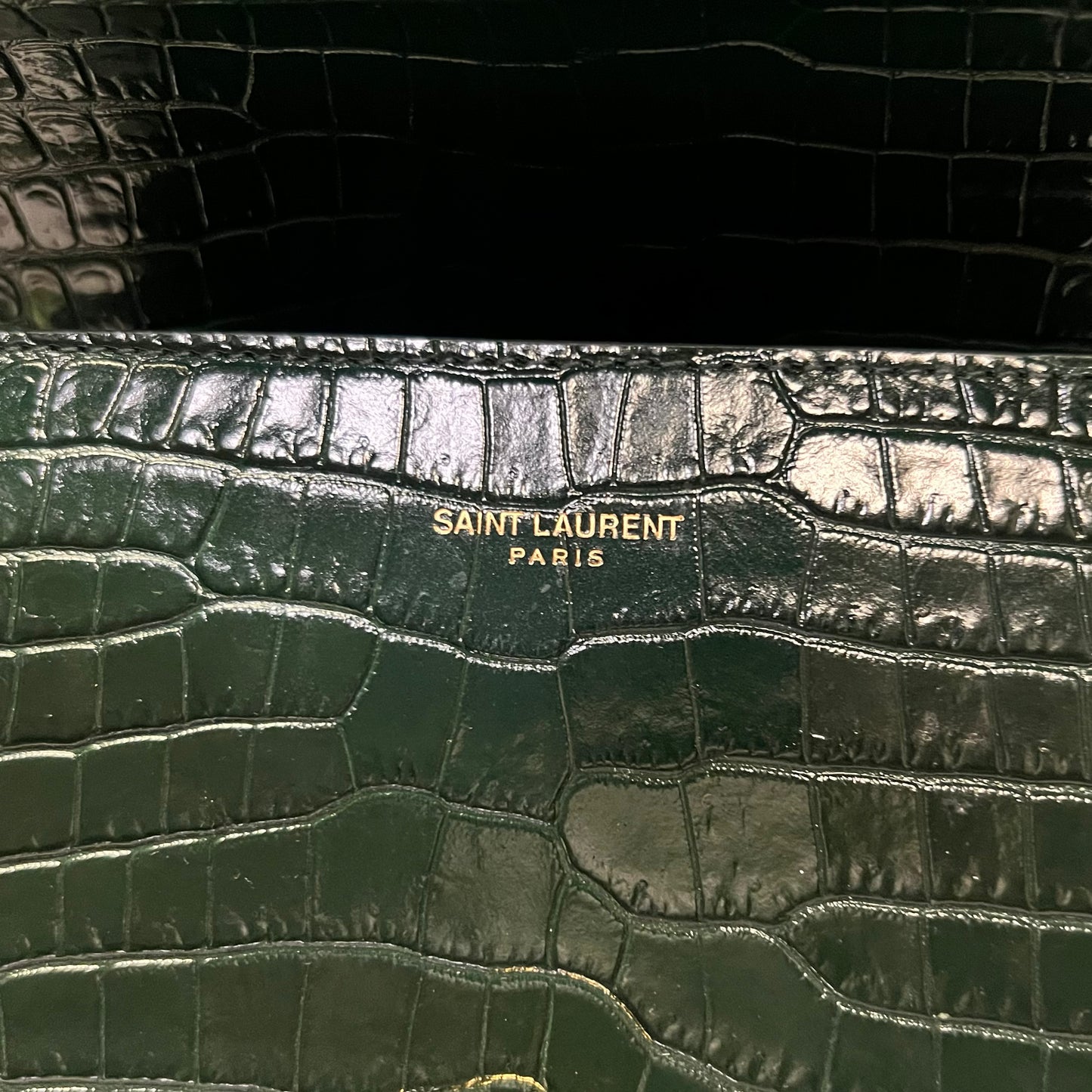 SAINT LAURENT Cassandra Mini Top Handle Crossbody in Green