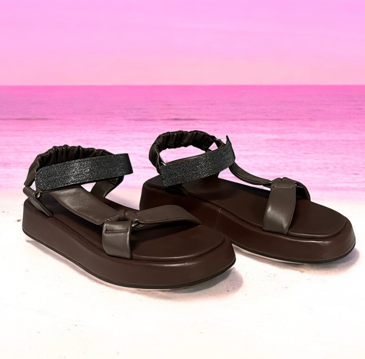 BRUNELLO CUCINELLI Monili Dad Sandals | Size 40