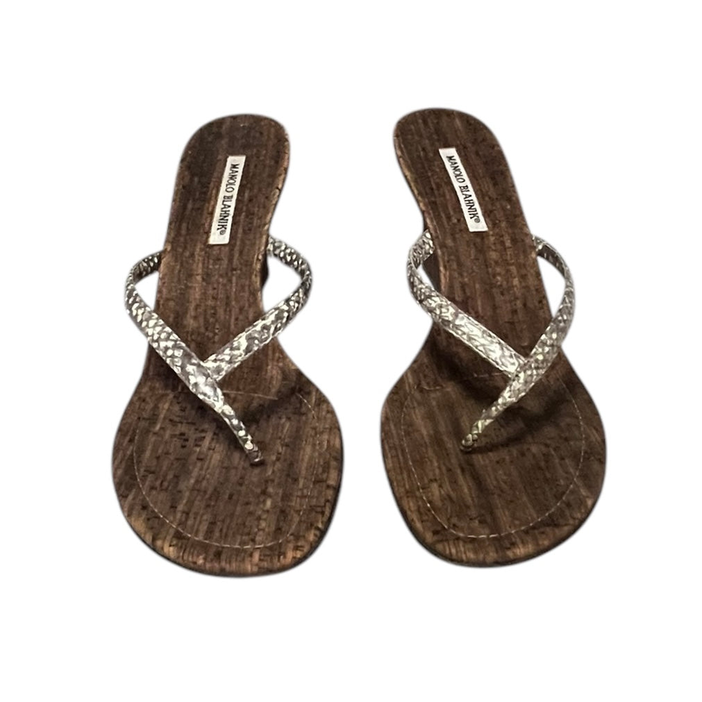MANOLO BLAHNIK Snake + Cork Wedges | Size 40