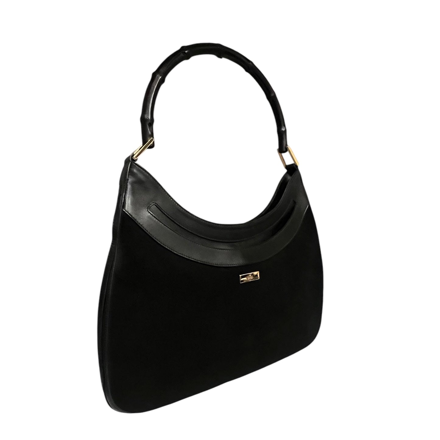 GUCCI Suede Bamboo Shoulder Bag
