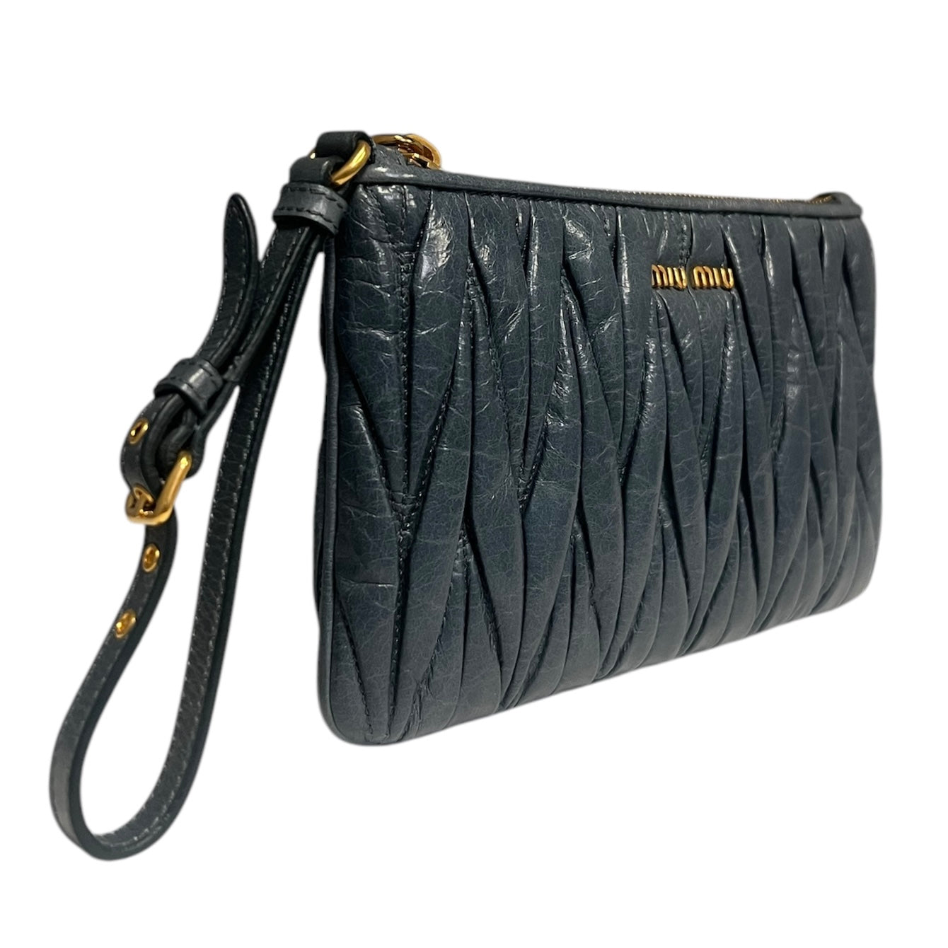MIU MIU Matelasse Wristlet in Blue