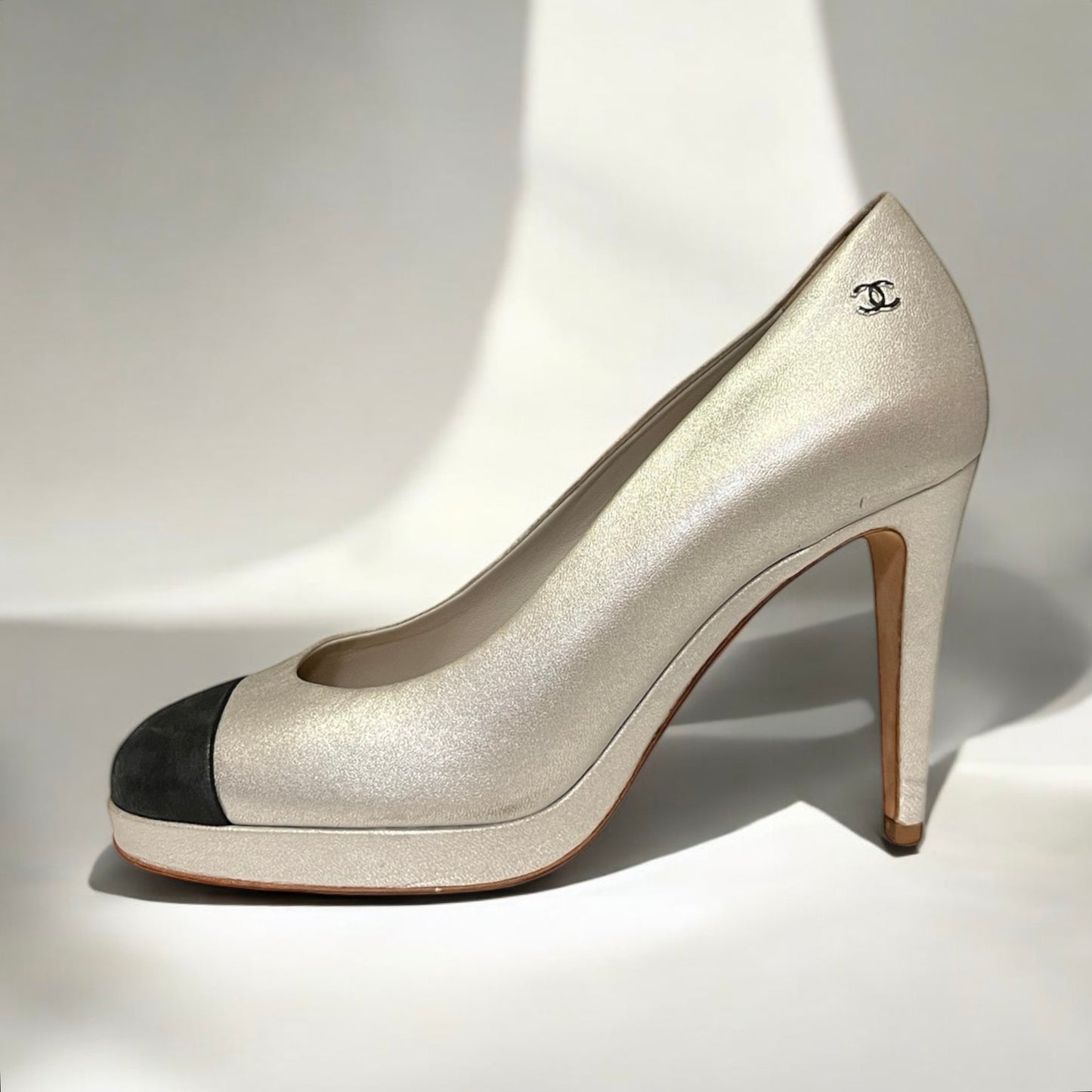 CHANEL Metallic Cap Toe Pumps | 37