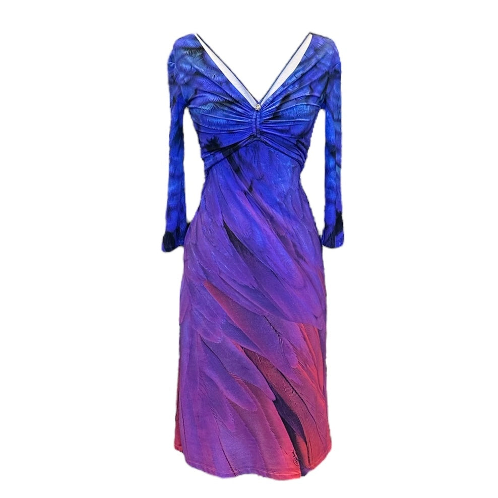 ROBERTO CAVALLI Feather Print Dress | Size 4