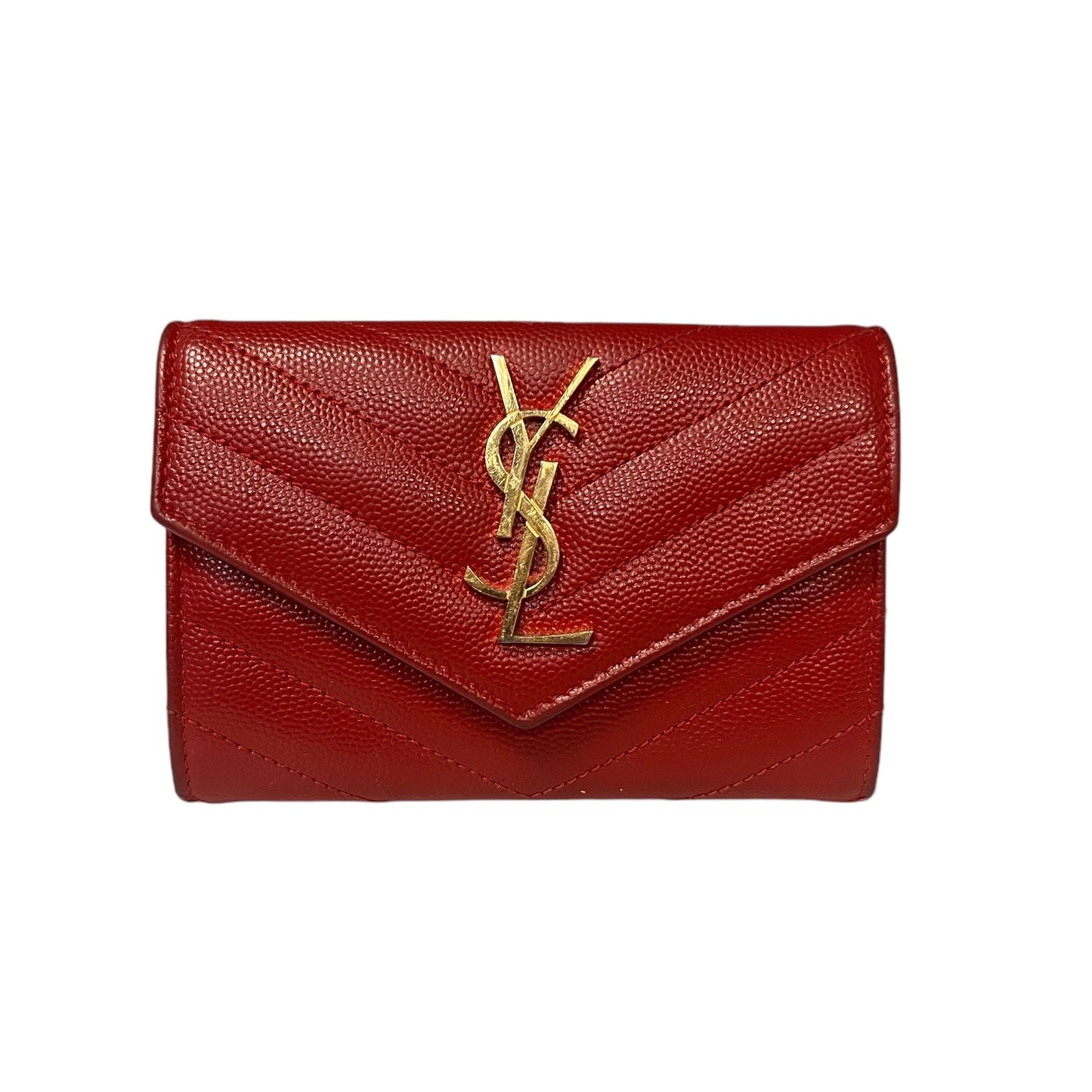 SAINT LAURENT Cassandre Matelasse Envelope Wallet in Red