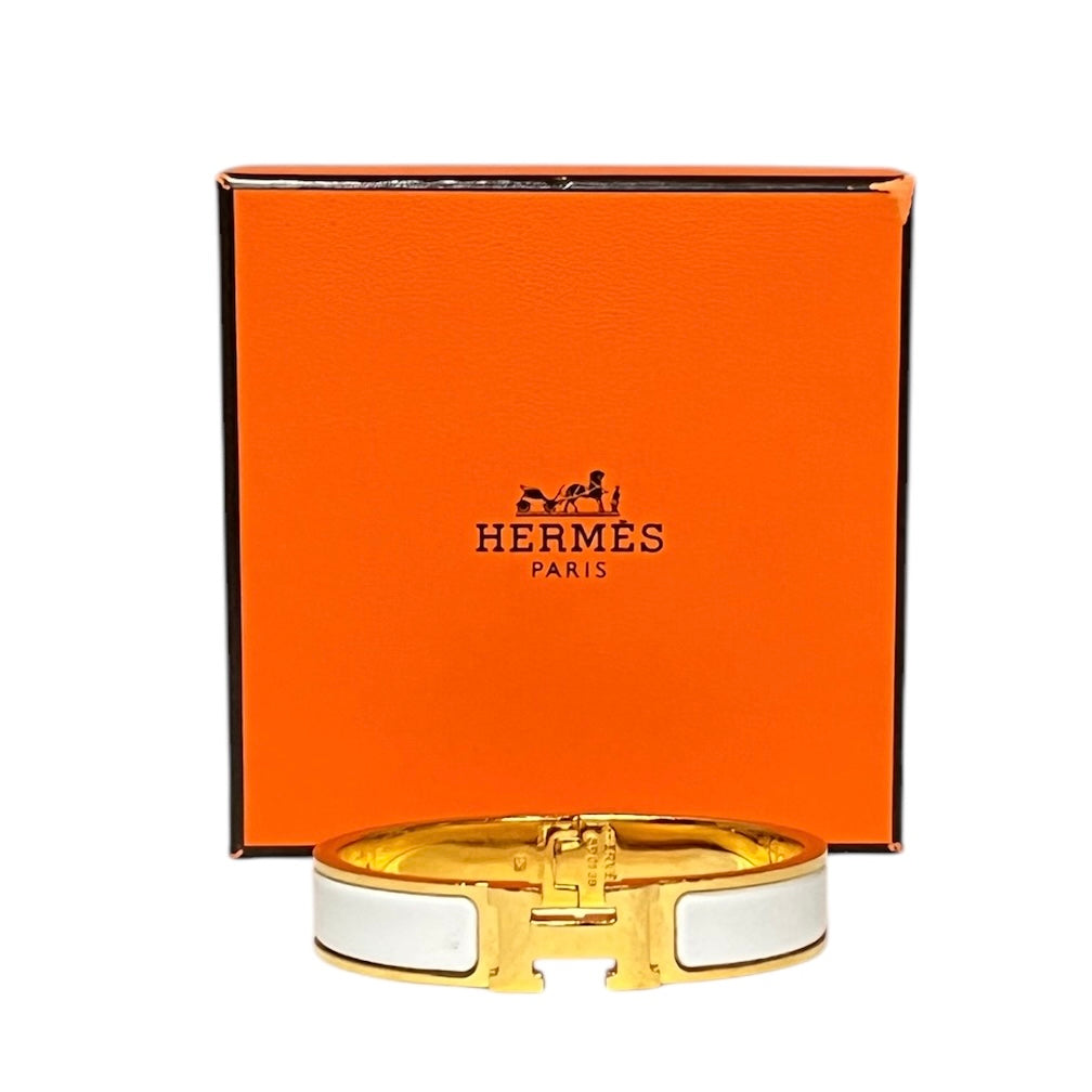 HERMES Clic H Bracelet in White | Size Small