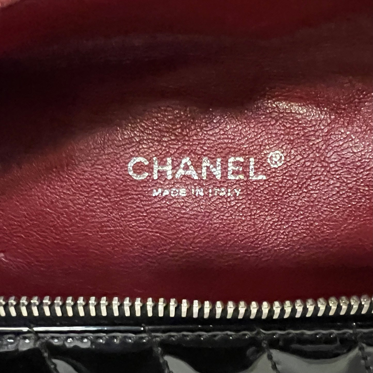 CHANEL Quilted Patent Gala Clutch