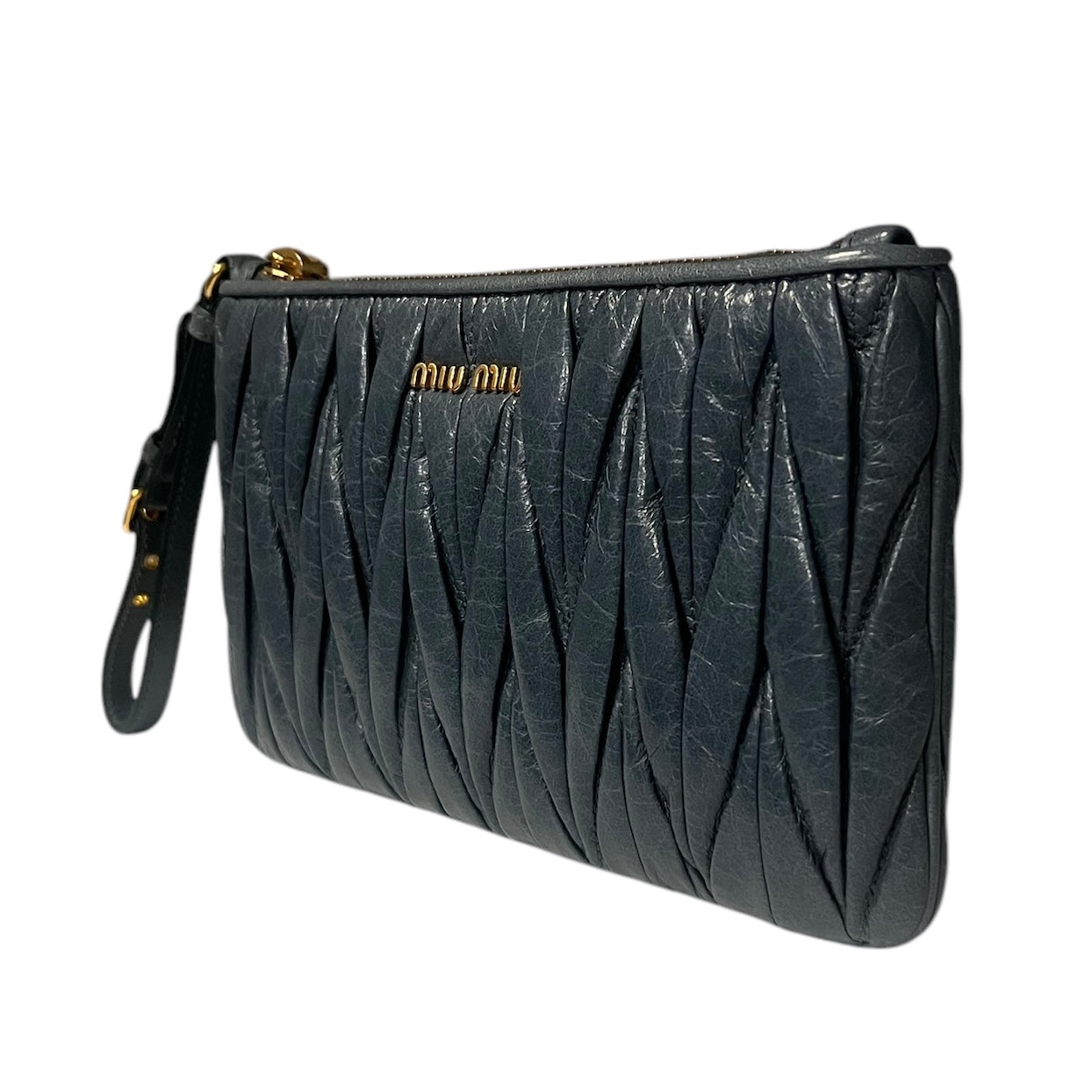 MIU MIU Matelasse Wristlet in Blue
