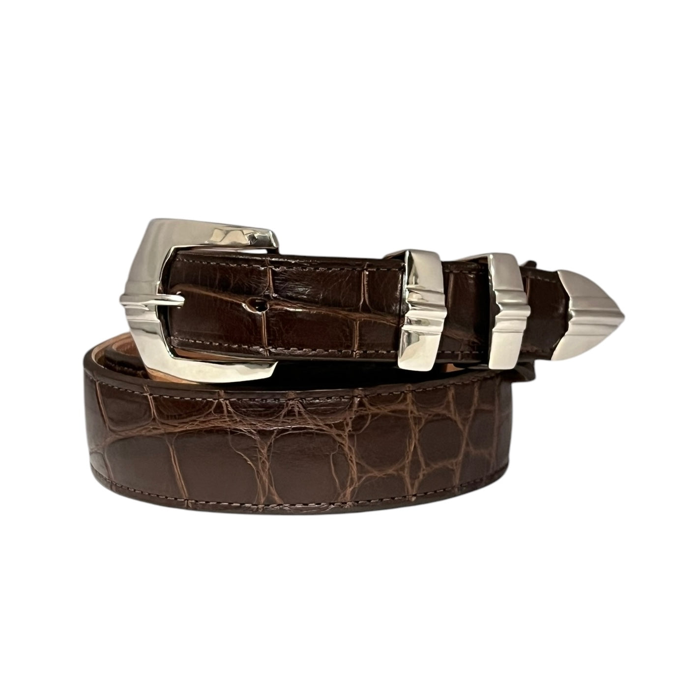 MAX LANG Alligator Belt + Sterling Silver Buckle