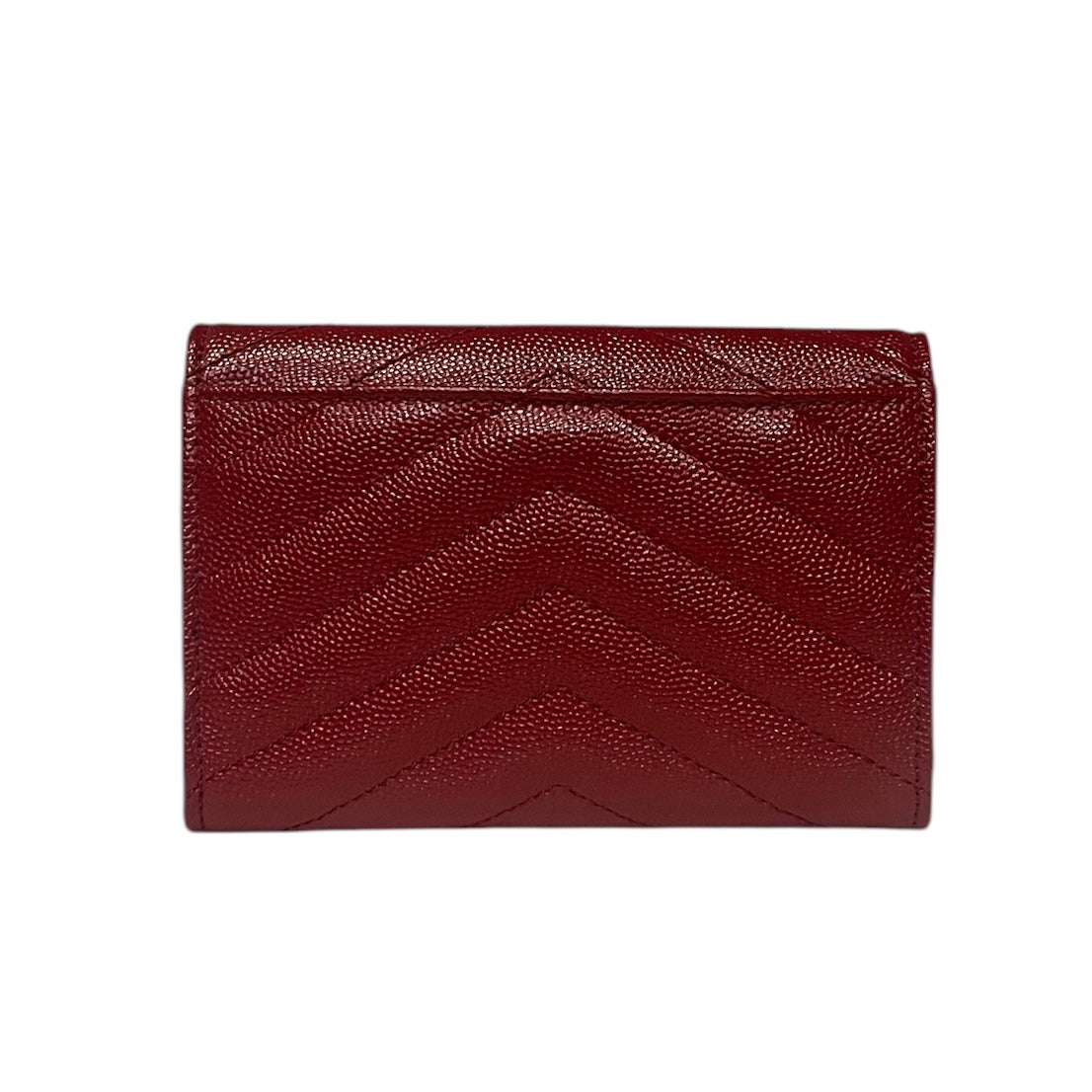 SAINT LAURENT Cassandre Matelasse Small Wallet in Grain De Poudre Leather | Opyum Red