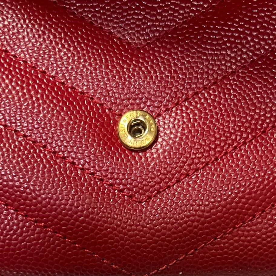 SAINT LAURENT Cassandre Matelasse Envelope Wallet in Red