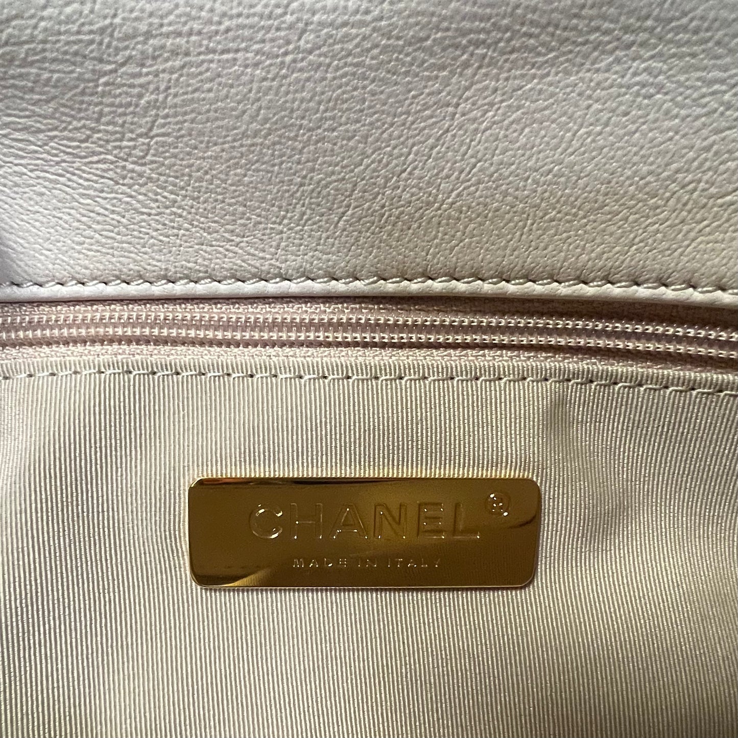 CHANEL Medium Quilted Chanel 19 Flap Bag in Ivory