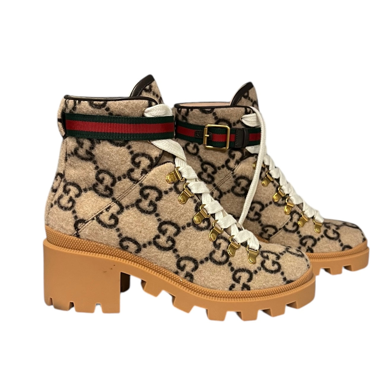 GUCCI GG Supreme Combat Boots + Wed Accent | Size 38