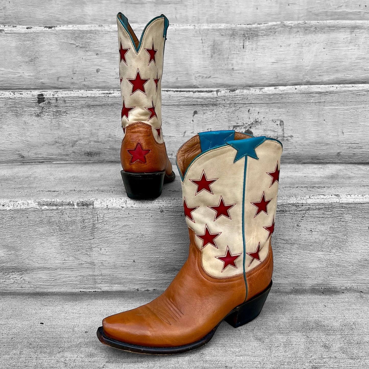 LUCCHESE Star Power Mid Calf Cowboy Boots | Size 7.5