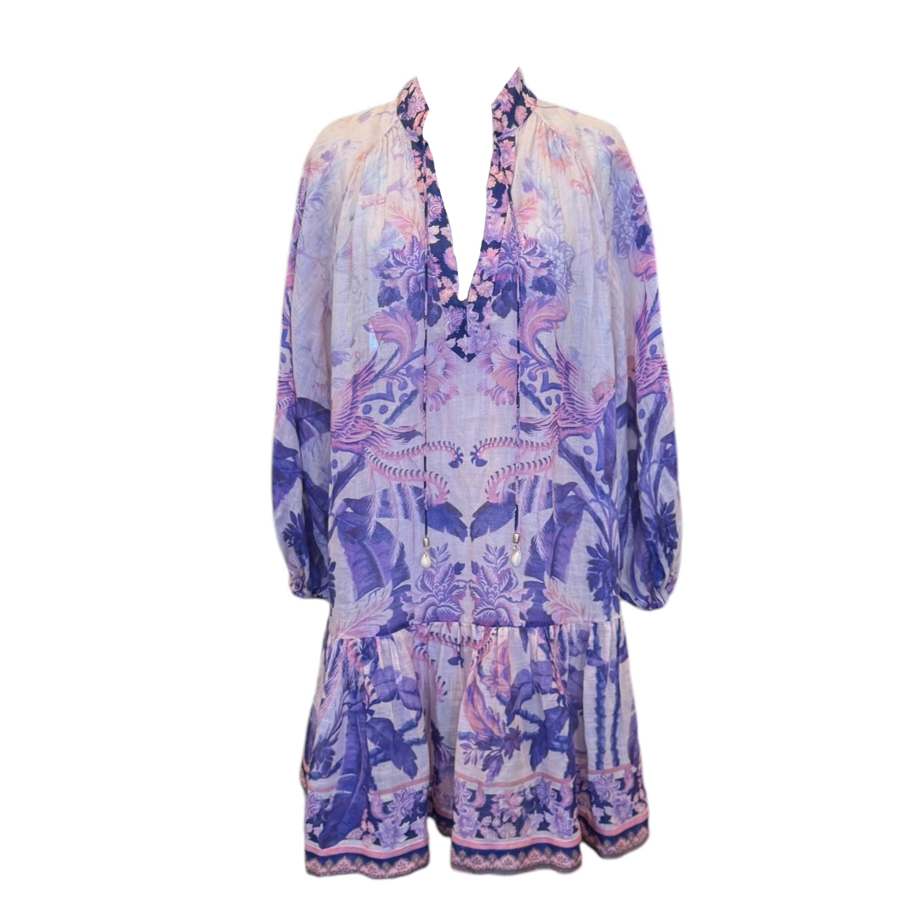 ZIMMERMANN Floral Linen Dress | Size 3 (Large)
