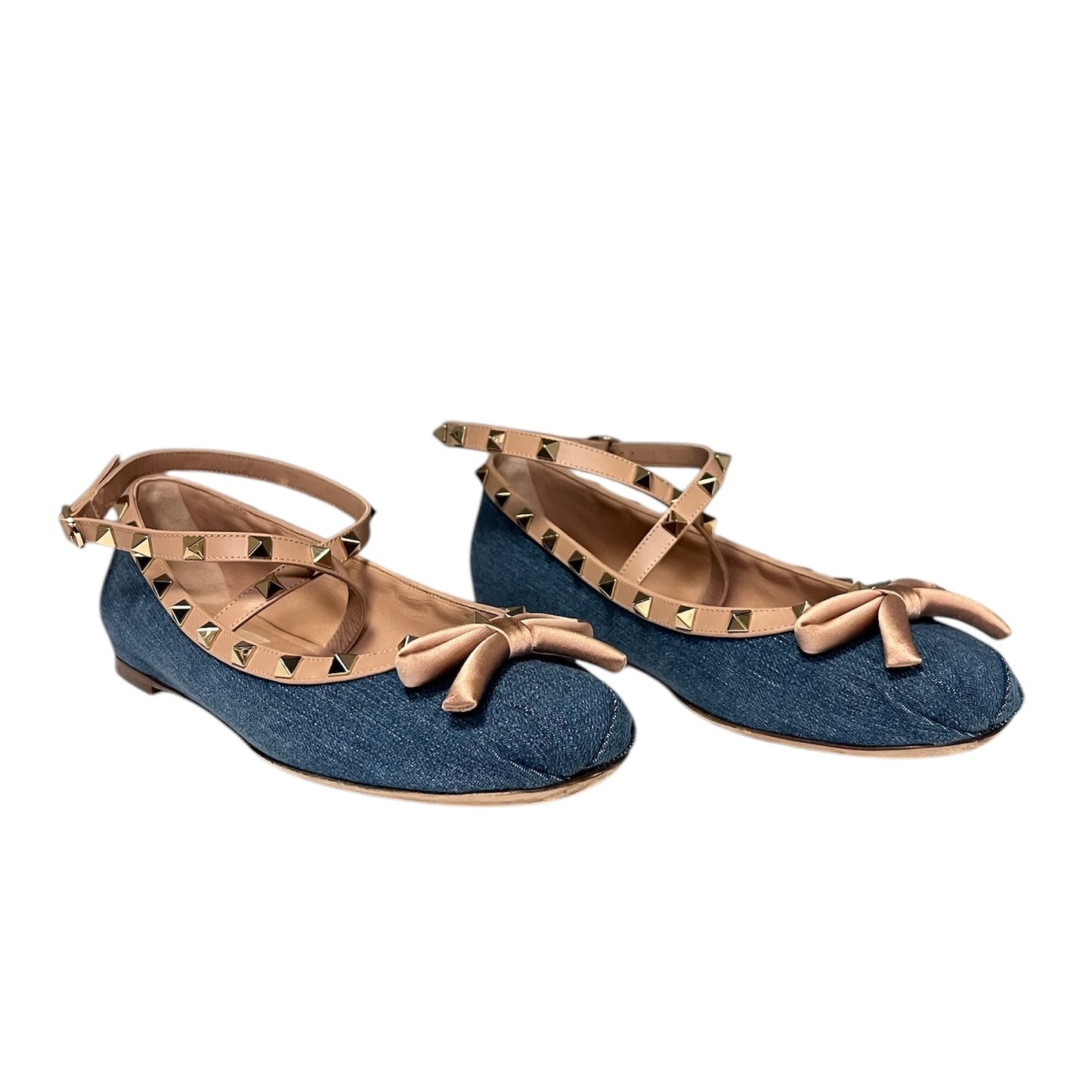 VALENTINO Denim Rockstud Ballerinas | 40