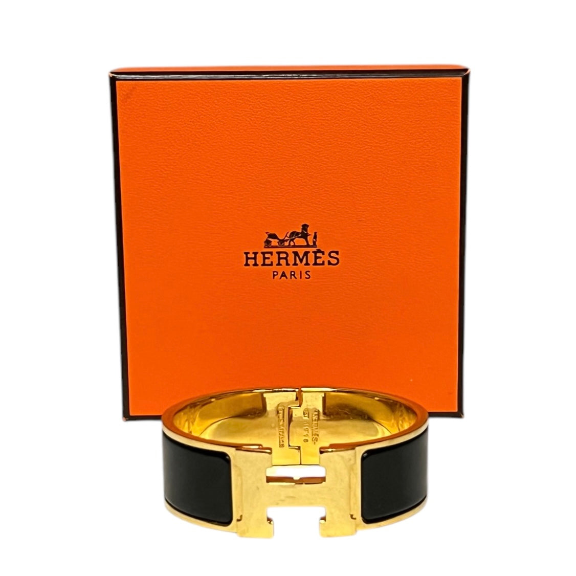 HERMES Clic Clac H Bracelet in Black | Size Small