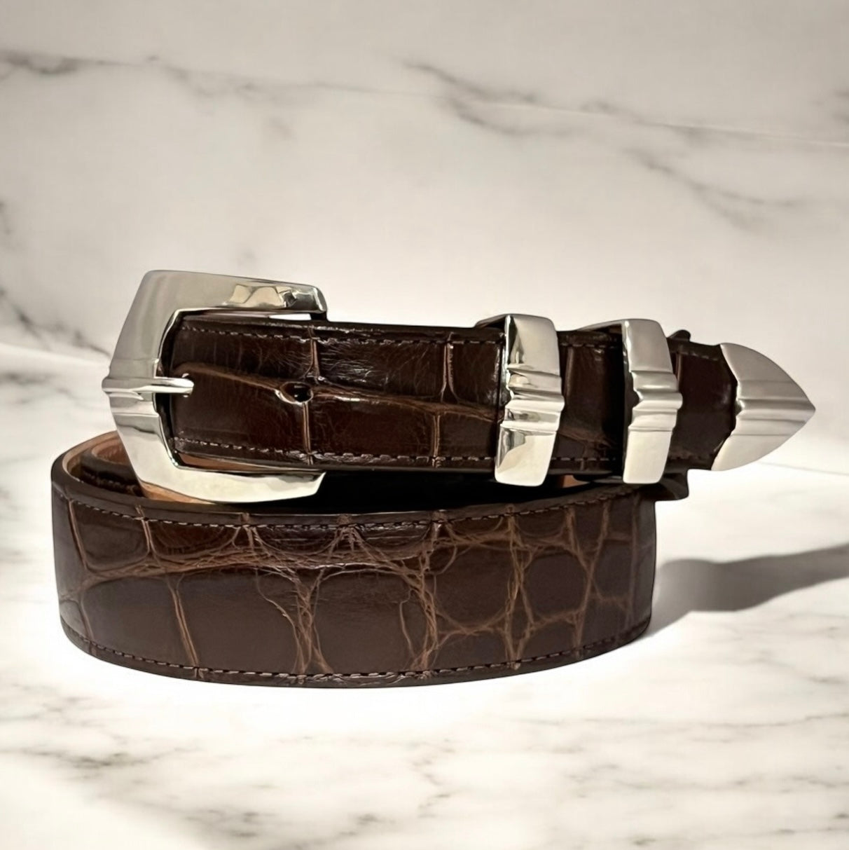 MAX LANG Alligator Belt + Sterling Silver Buckle