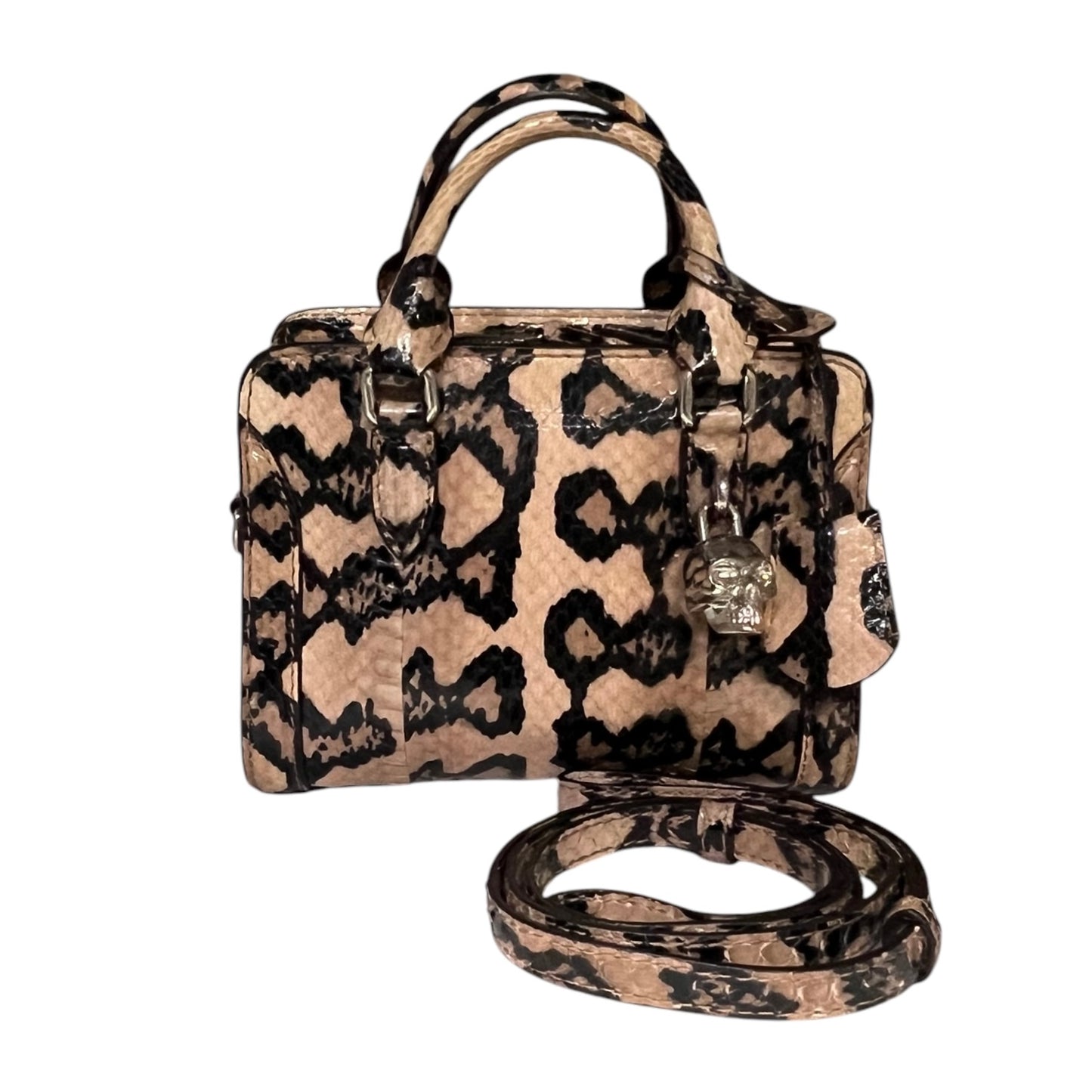 ALEXANDER MCQUEEN Python Mini Padlock Top Handle Crossbody
