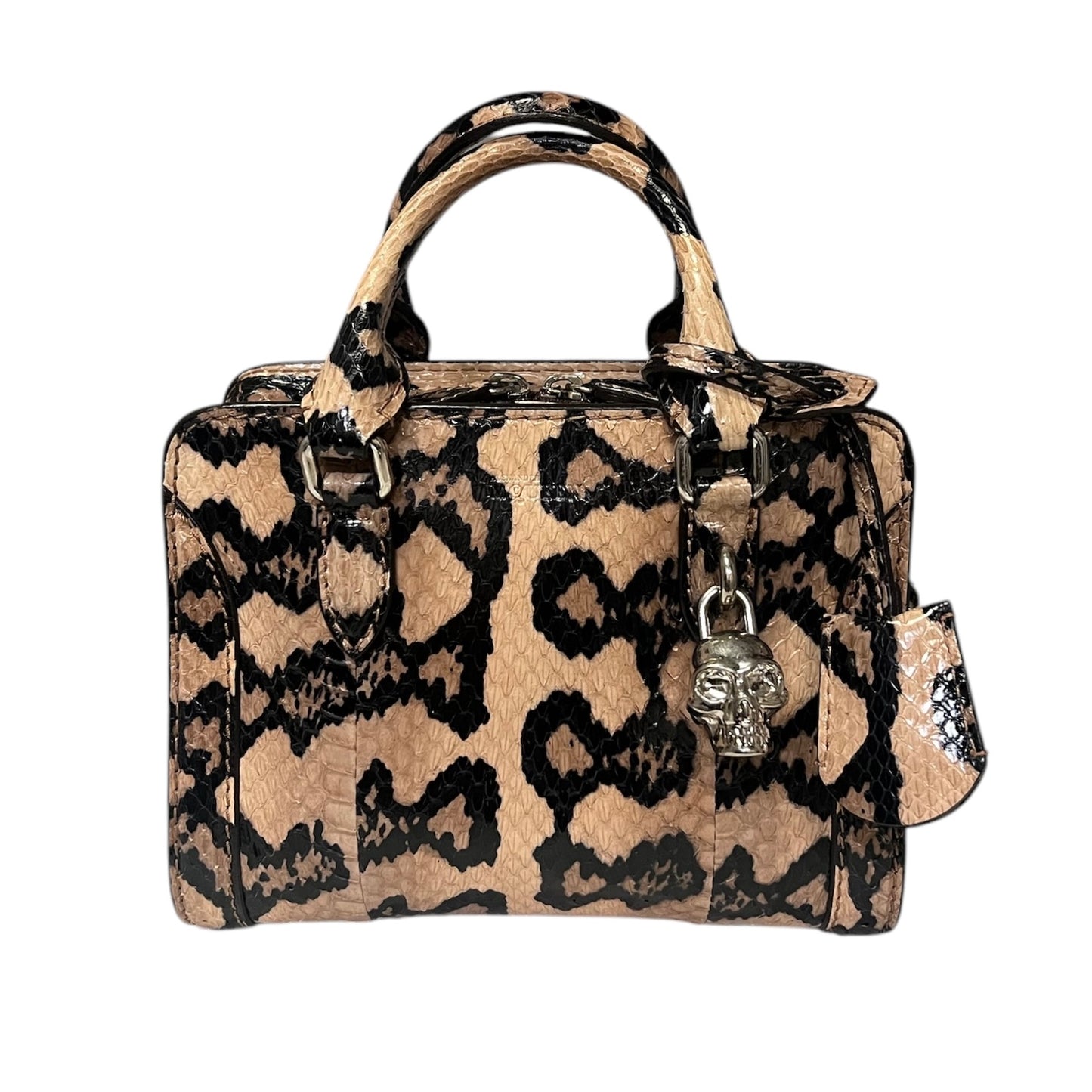 ALEXANDER MCQUEEN Python Mini Padlock Top Handle Crossbody