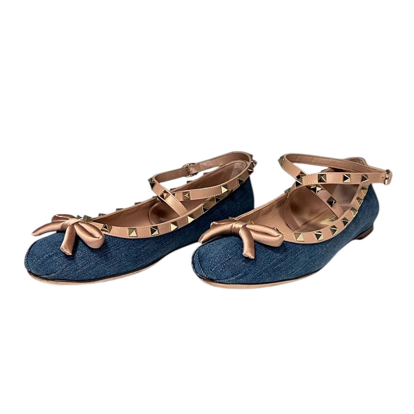 VALENTINO Denim Rockstud Ballerinas | 40