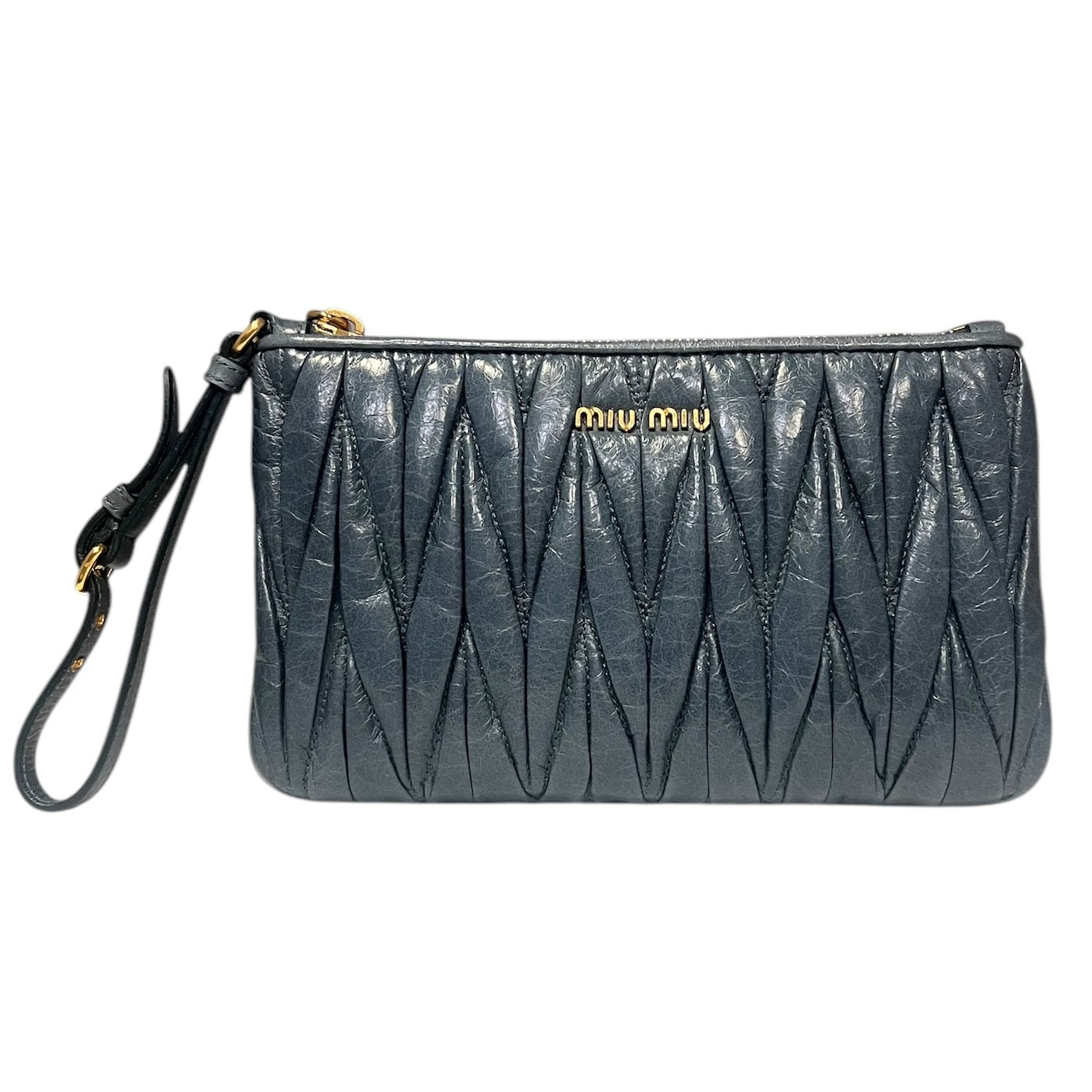 MIU MIU Matelasse Wristlet in Blue