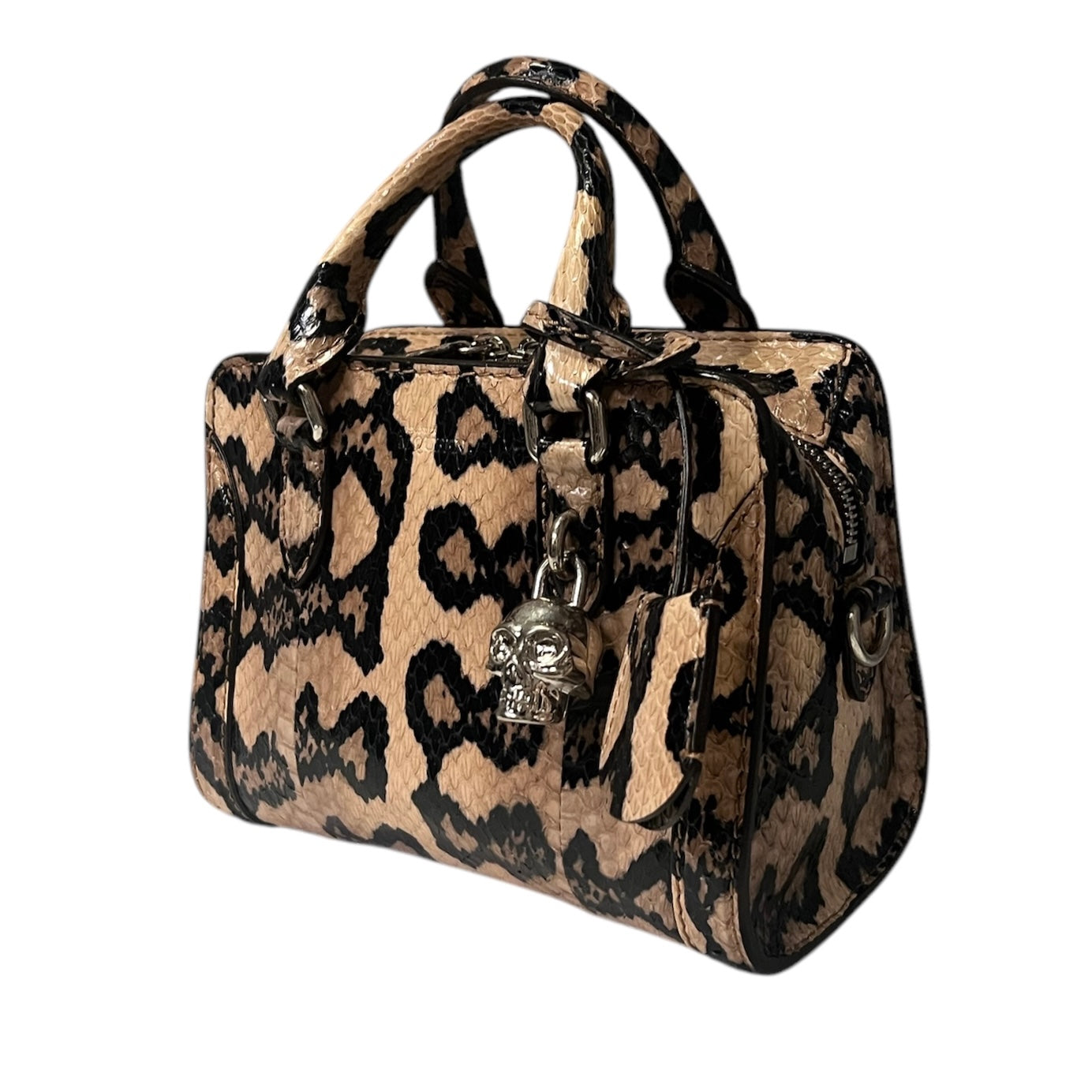 ALEXANDER MCQUEEN Python Mini Padlock Top Handle Crossbody