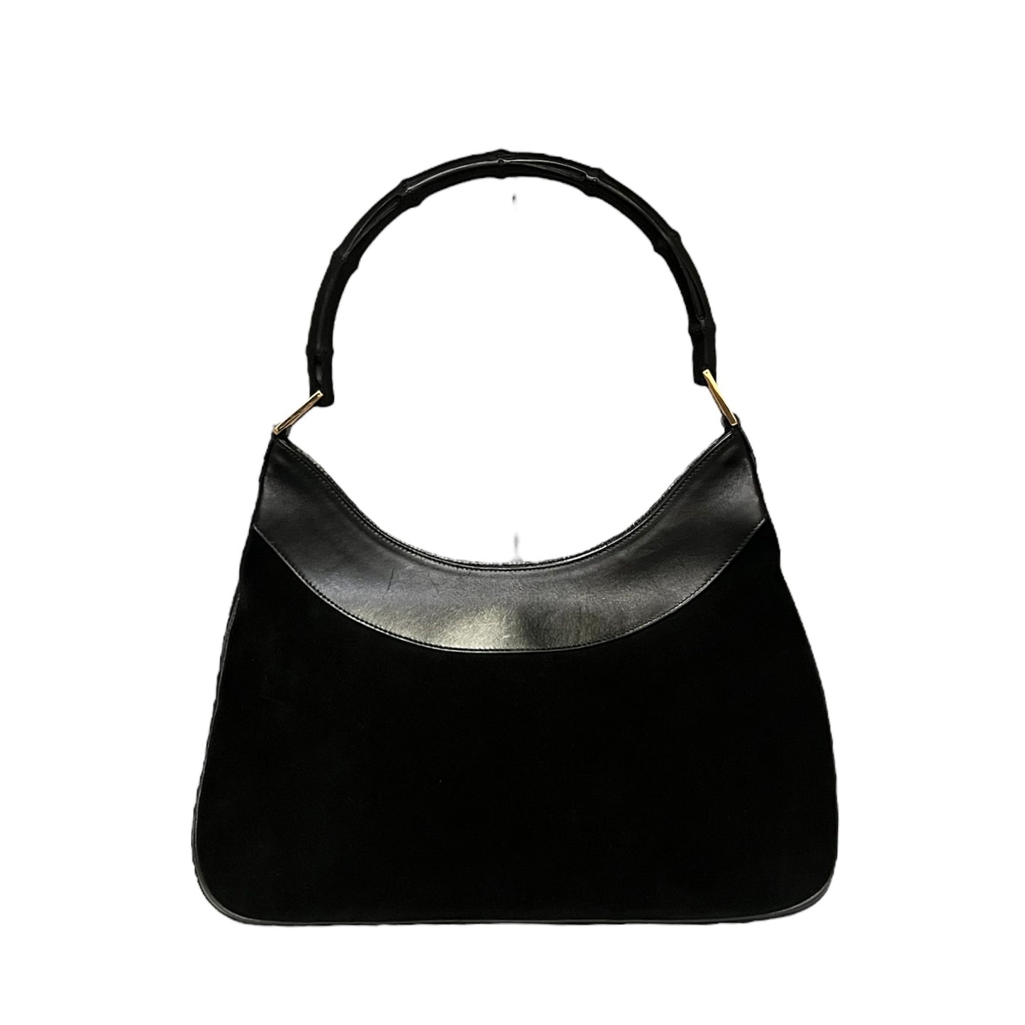GUCCI Suede Bamboo Shoulder Bag