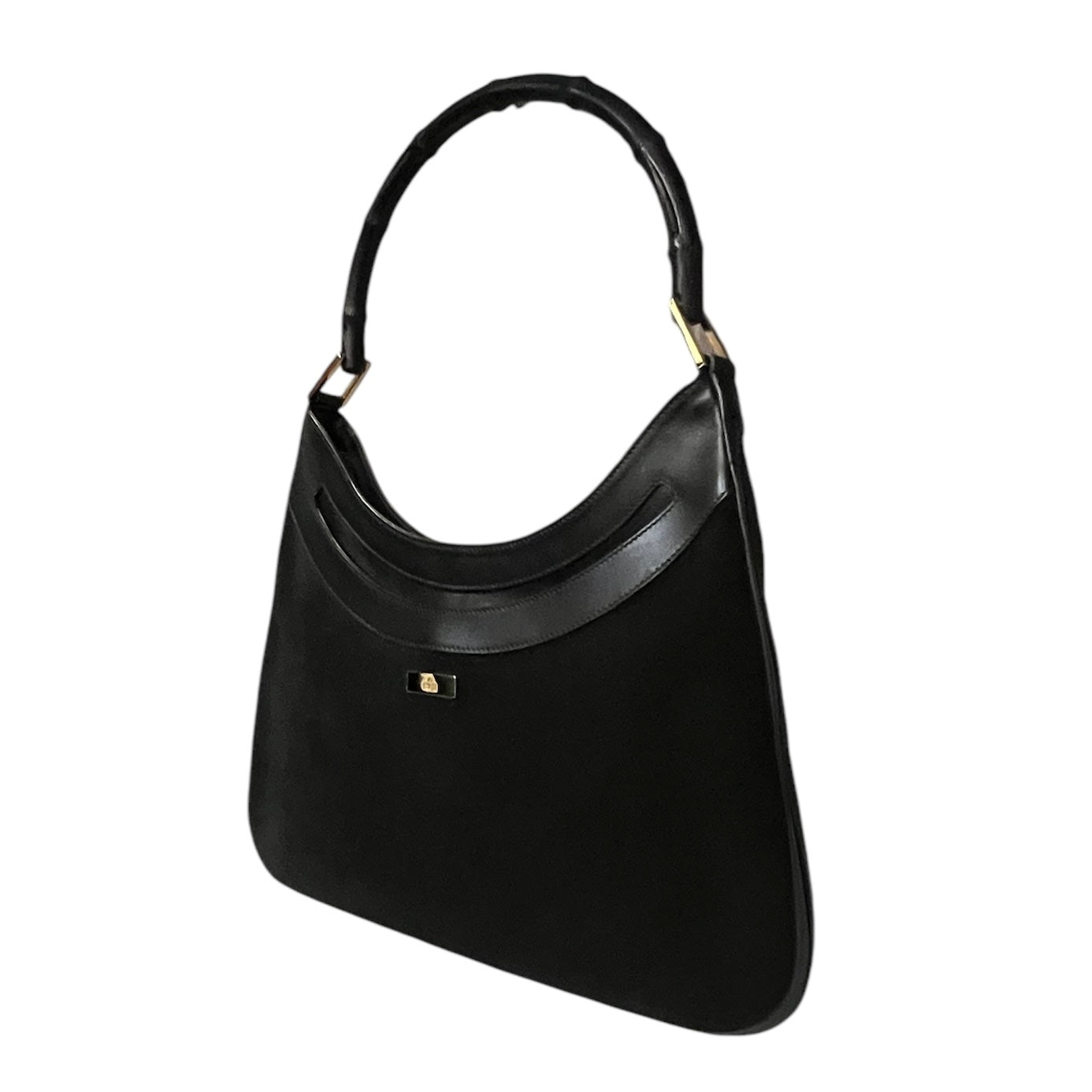 GUCCI Suede Bamboo Shoulder Bag