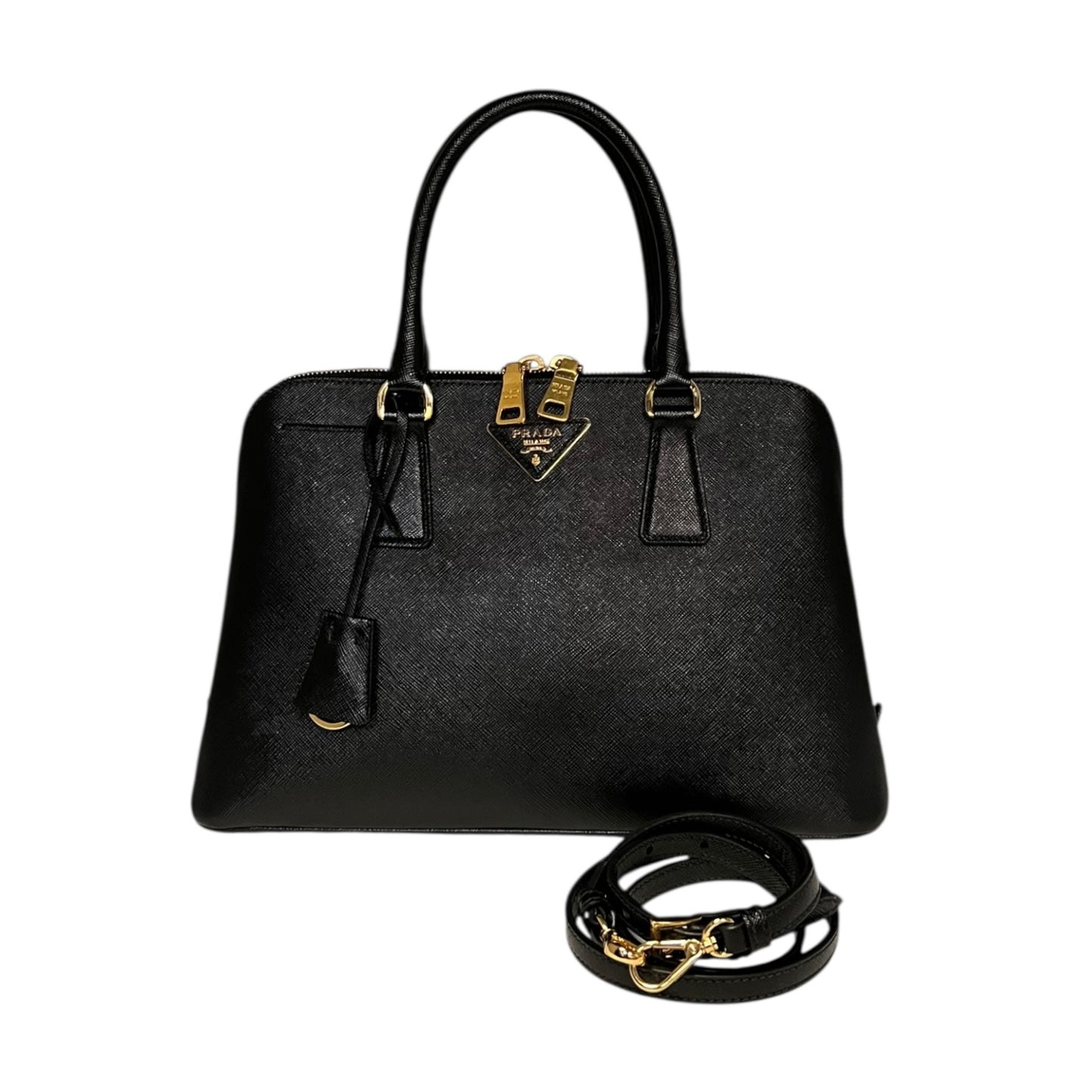 PRADA Medium Promendade Top Handle Shoulder Bag in Black