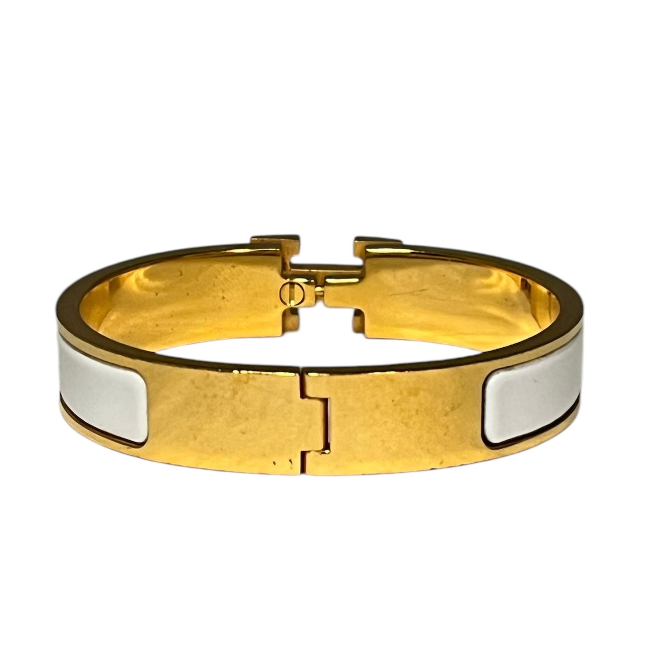 HERMES Clic H Bracelet in White | Size Small