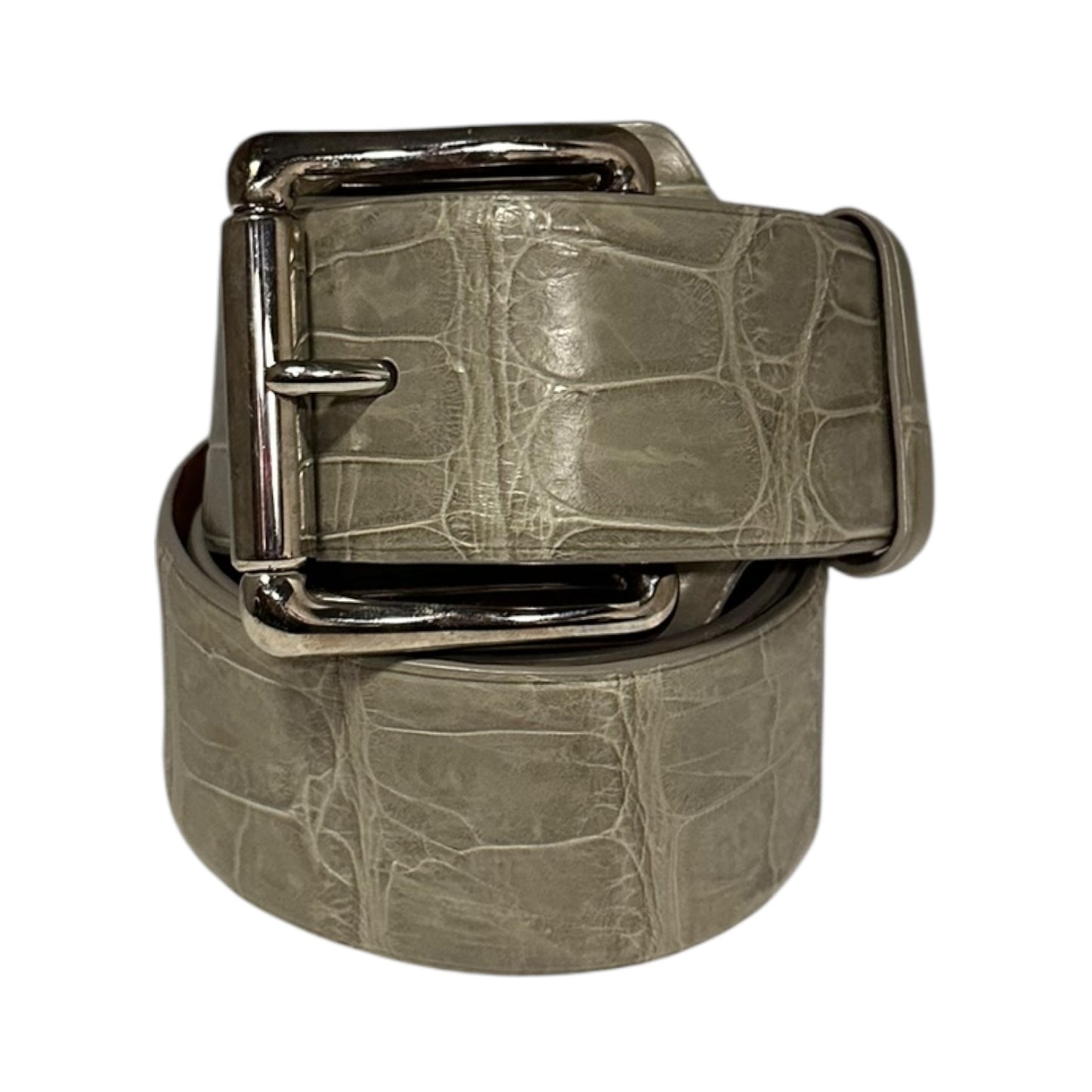 RALPH LAUREN Wide Alligator Belt in Gray | Size S