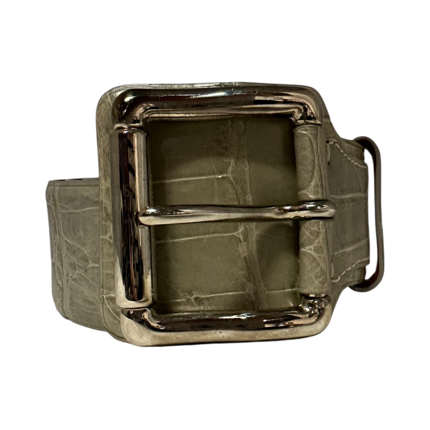 RALPH LAUREN Wide Alligator Belt in Gray | Size S