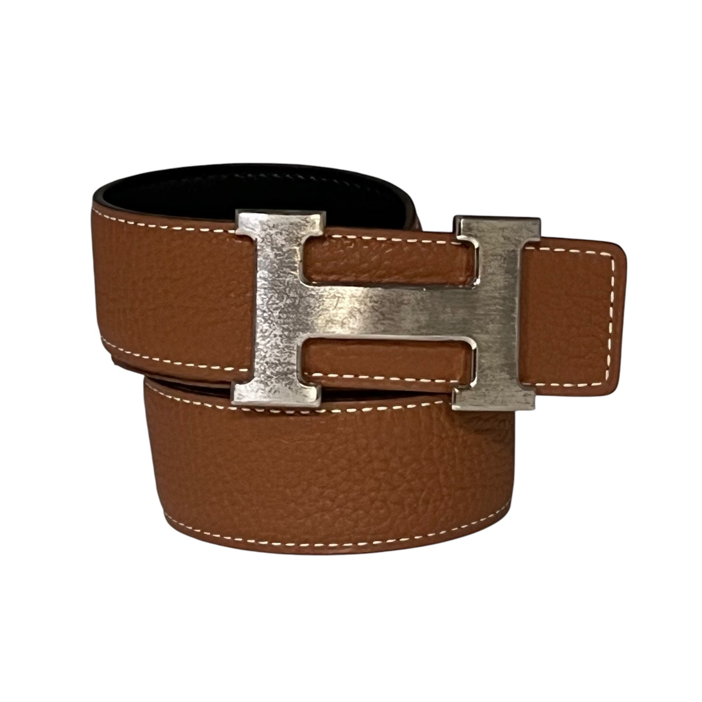 HERMES H Reversible Belt with Brushed Palladium Buckle | 80