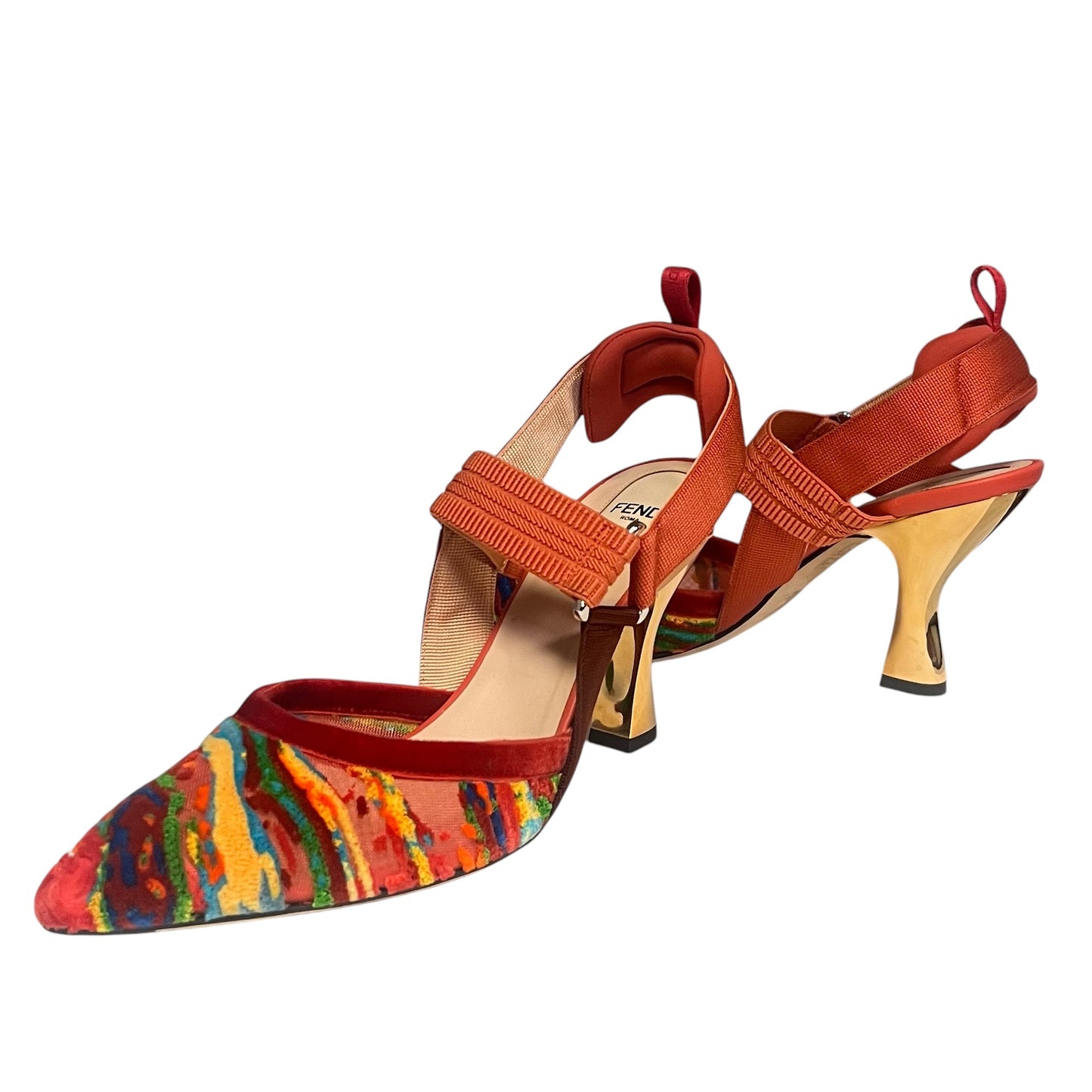 FENDI Colibri Multicolor Velvet Sandals | 38.5