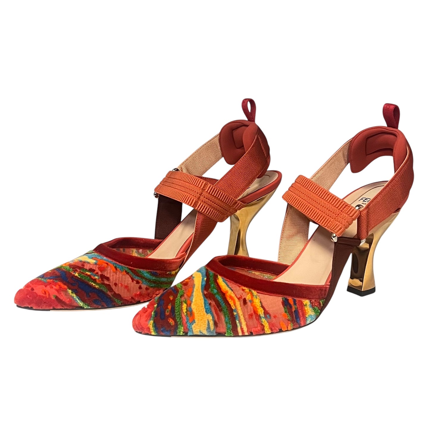 FENDI Colibri Multicolor Velvet Sandals | 38.5