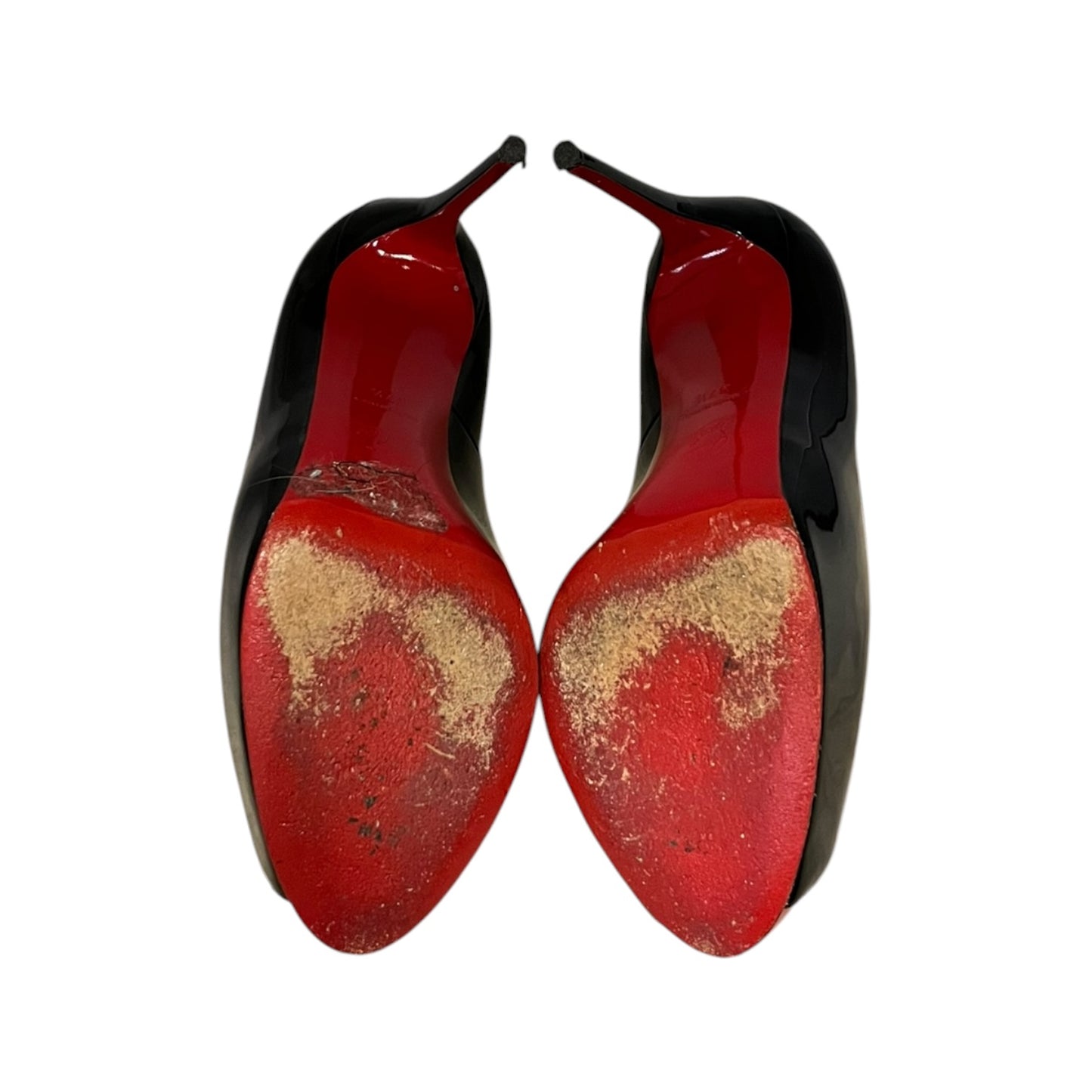CHRISTIAN LOUBOUTIN Very Prive Patent Pumps in Black & Red | 37.5