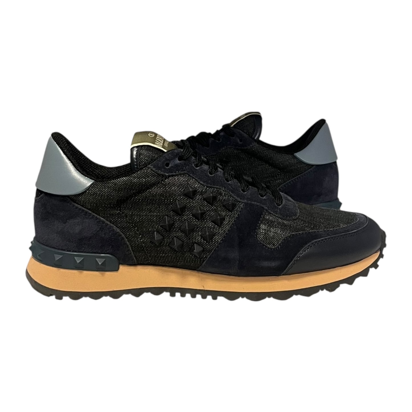 VALENTINO Denim & Suede Rockrunner Sneakers in Blue | 39.5