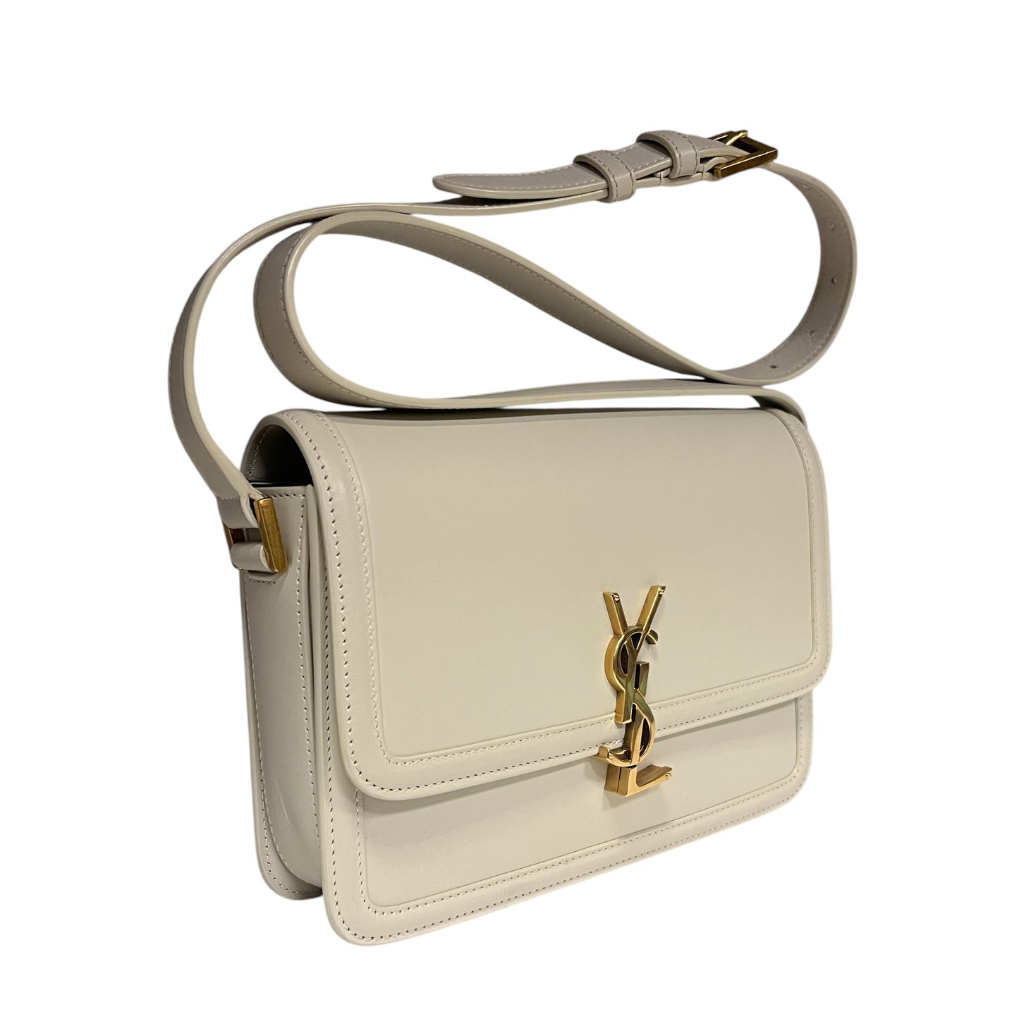 SAINT LAURENT Solferino Monogram Shoulder Bag in Blanc Vintage | Medium