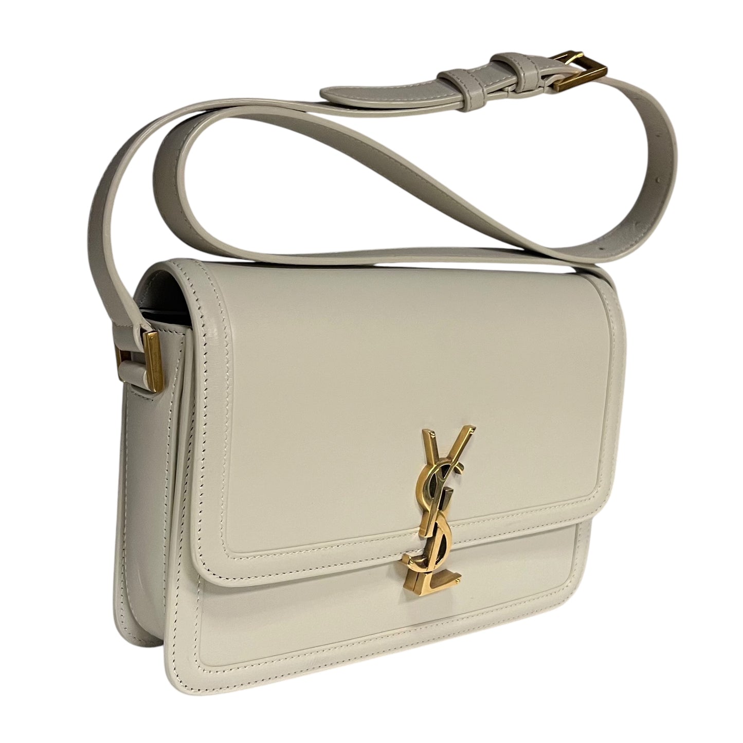 SAINT LAURENT Solferino Monogram Shoulder Bag in Blanc Vintage | Medium