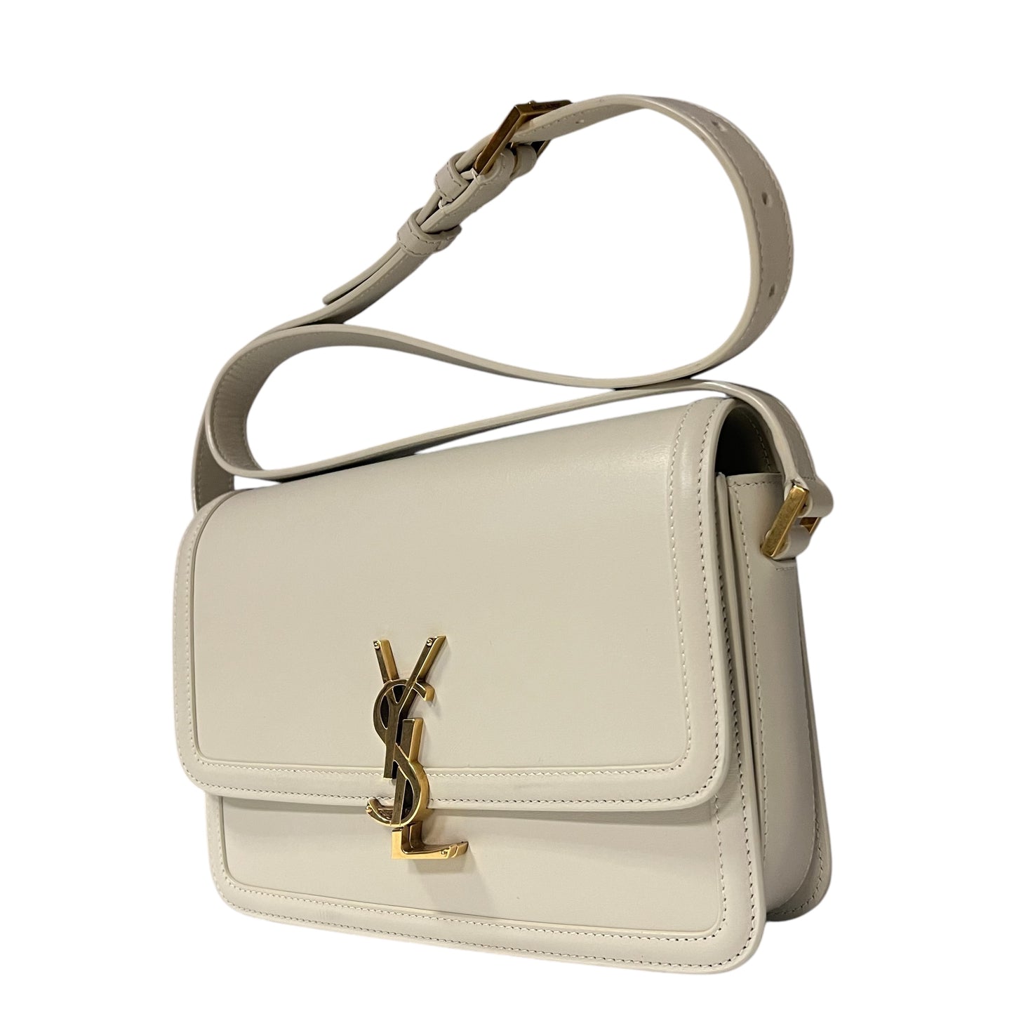 SAINT LAURENT Solferino Monogram Shoulder Bag in Blanc Vintage | Medium