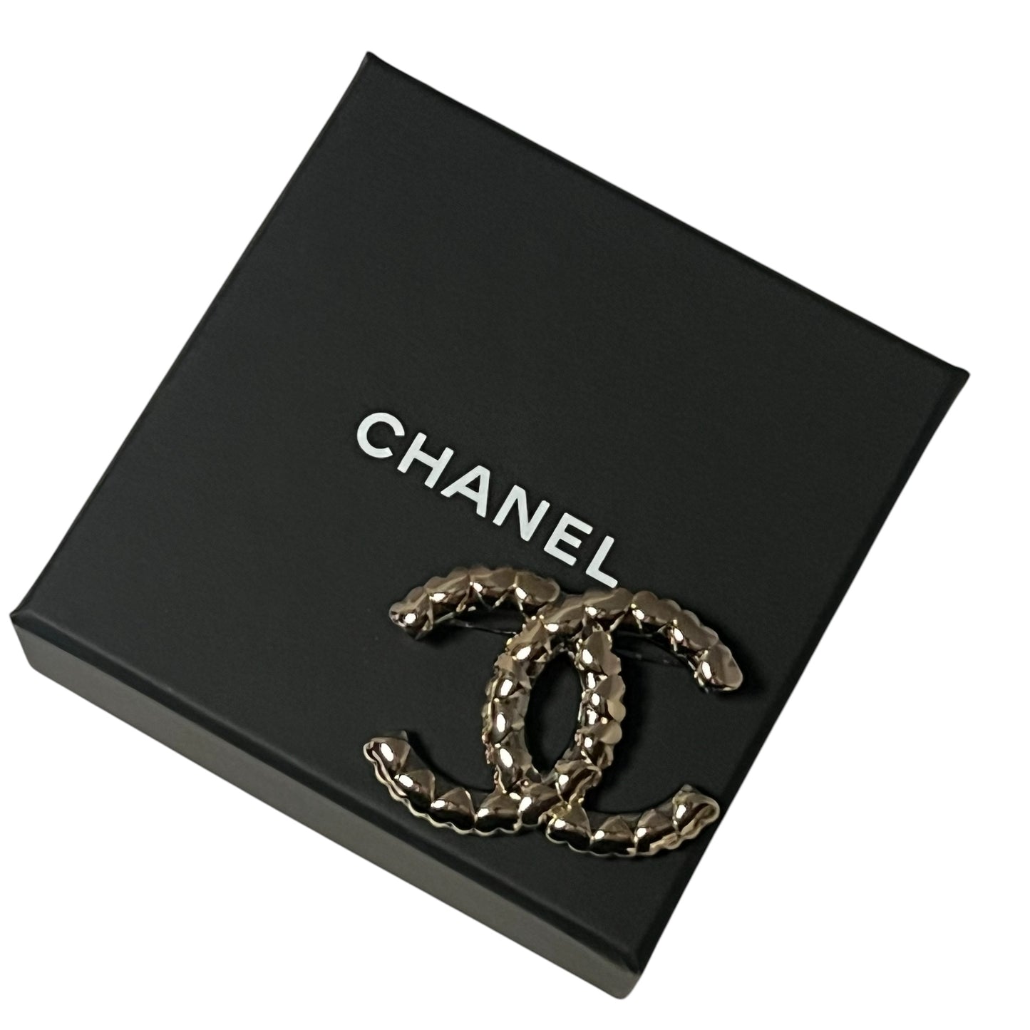 CHANEL Heart Quilted CC Brooch